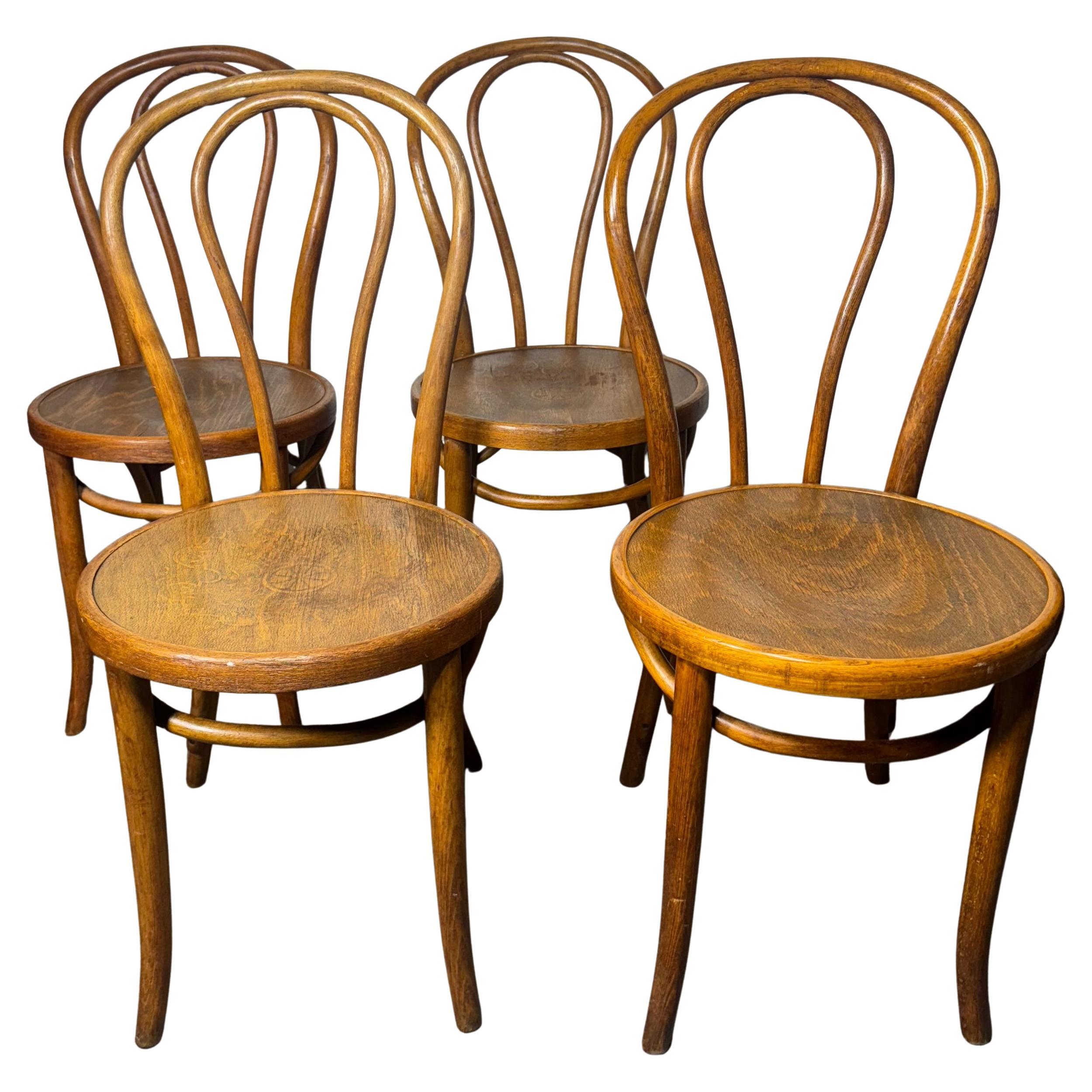 Set di 4 sedie da pranzo in legno di bengala SEDUTE EMBOSSATE Prodotto in Austria da Thonet