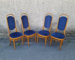 Set di 4 sedie da pranzo con schienale alto in legno curvato di Thonet, Germania, anni ’80