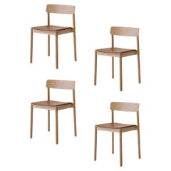 Set of 4 Betty Chairs Tk3, in Cognac Silk Leather and Oak by T&K for &Tradition