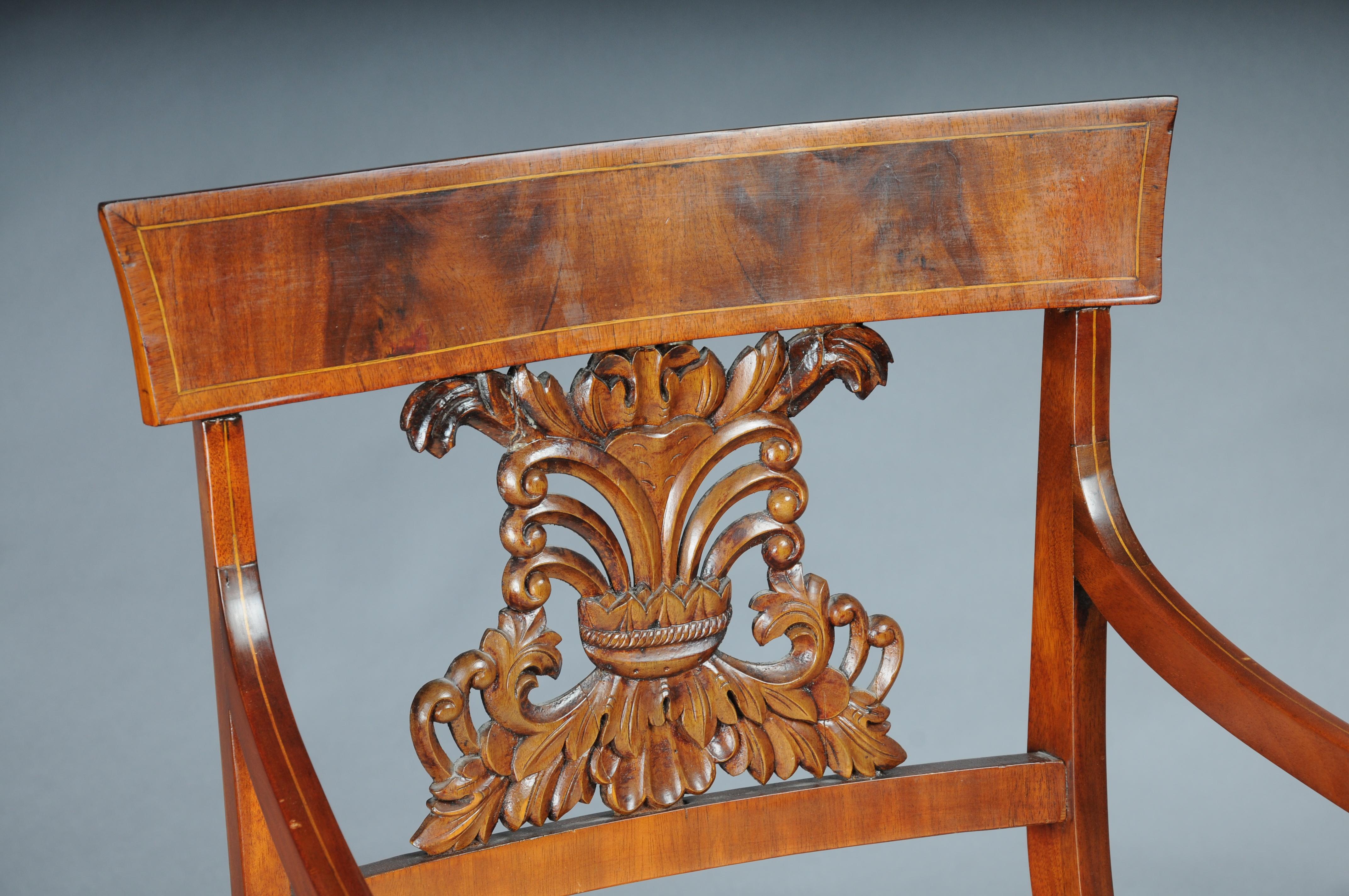 Set di 4 poltrone Biedermeier del 1835 circa, mogano in vendita 2