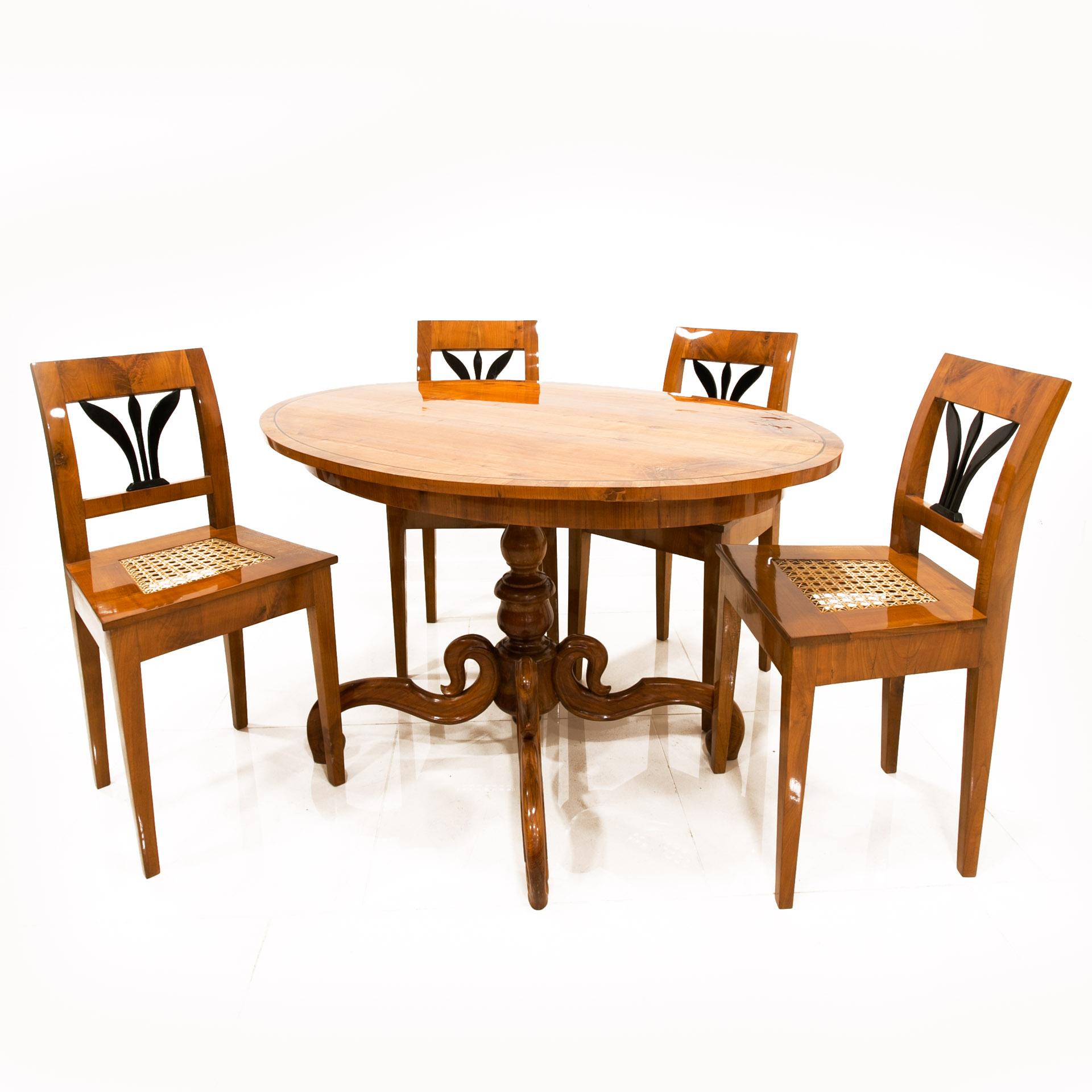 Austrian Set of 4 Biedermeier Chairs, Austria, 19th Century