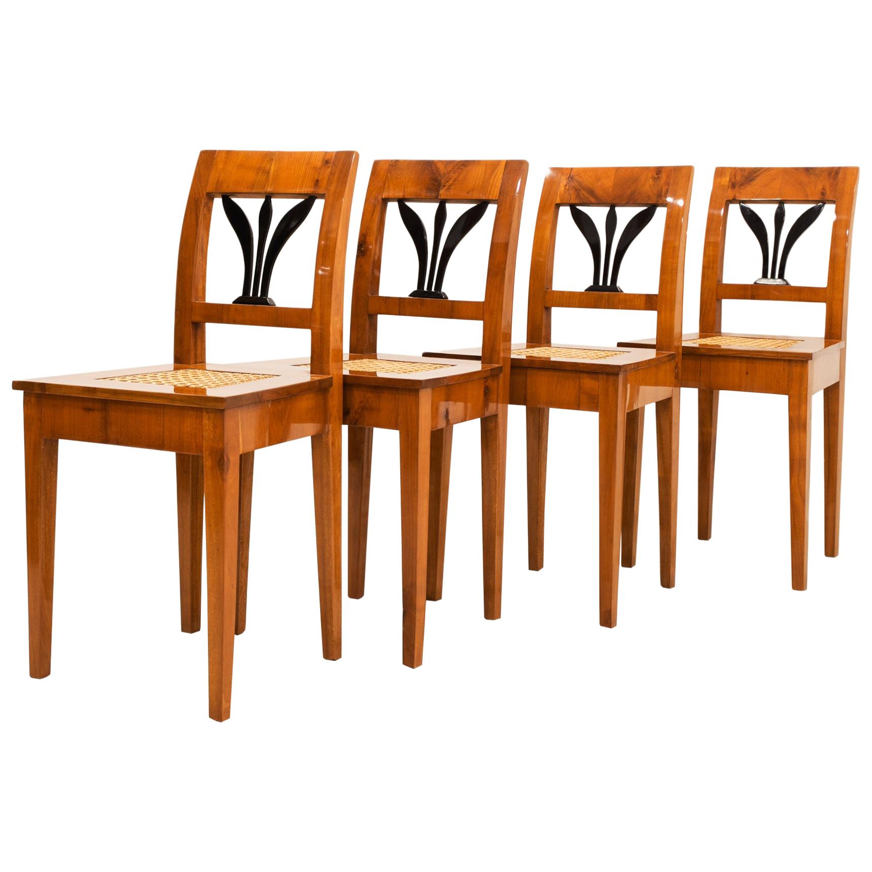 Set of 4 Biedermeier Chairs, Austria, 19th Century