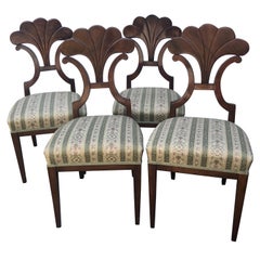 Set of Four Biedermeier Chairs, walnut, 1900