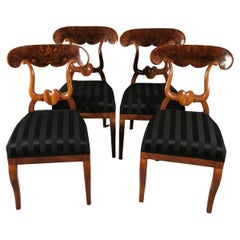 Antique Set of 4 Biedermeier Chairs, South Germany 1820-30, Walnut