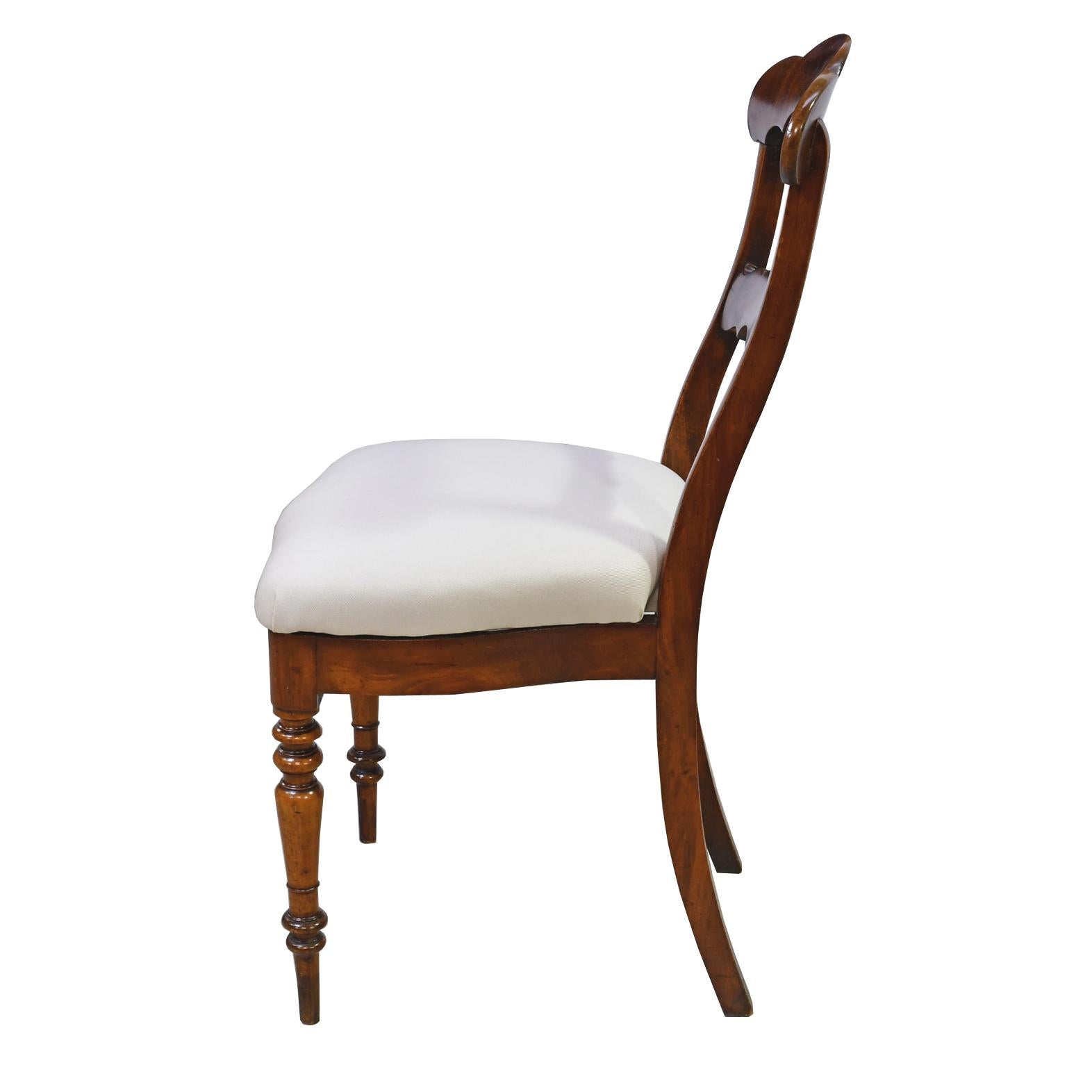 German Set of 4 Biedermeier Mahogany Dining Chairs with Upholstered Seat, circa 1830