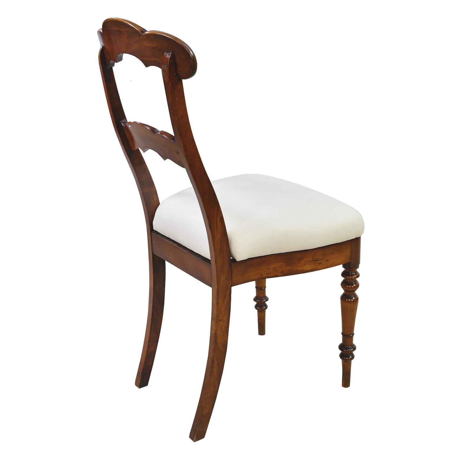 Mid-19th Century Set of 4 Biedermeier Mahogany Dining Chairs with Upholstered Seat, circa 1830