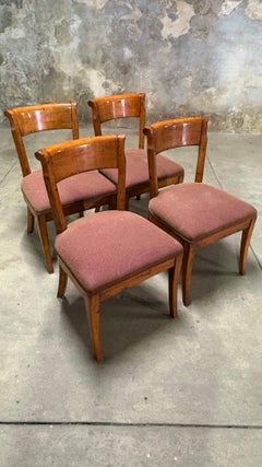 Set of 4 - Biedermeier Fruitwood Dining chairs