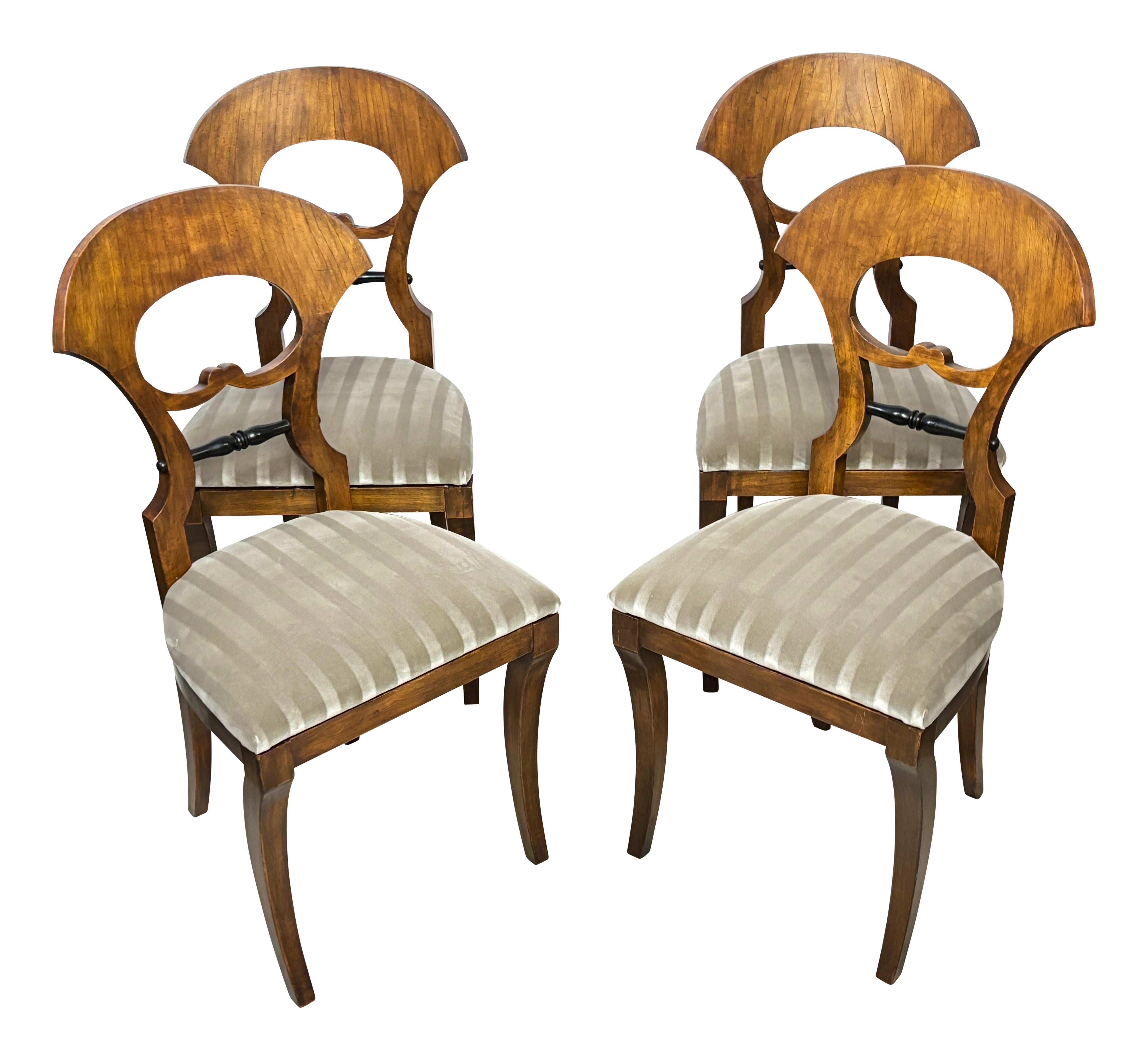 Italian Set of 4 Biedermeier Style Side / Dining Chairs, Italy 1960's
