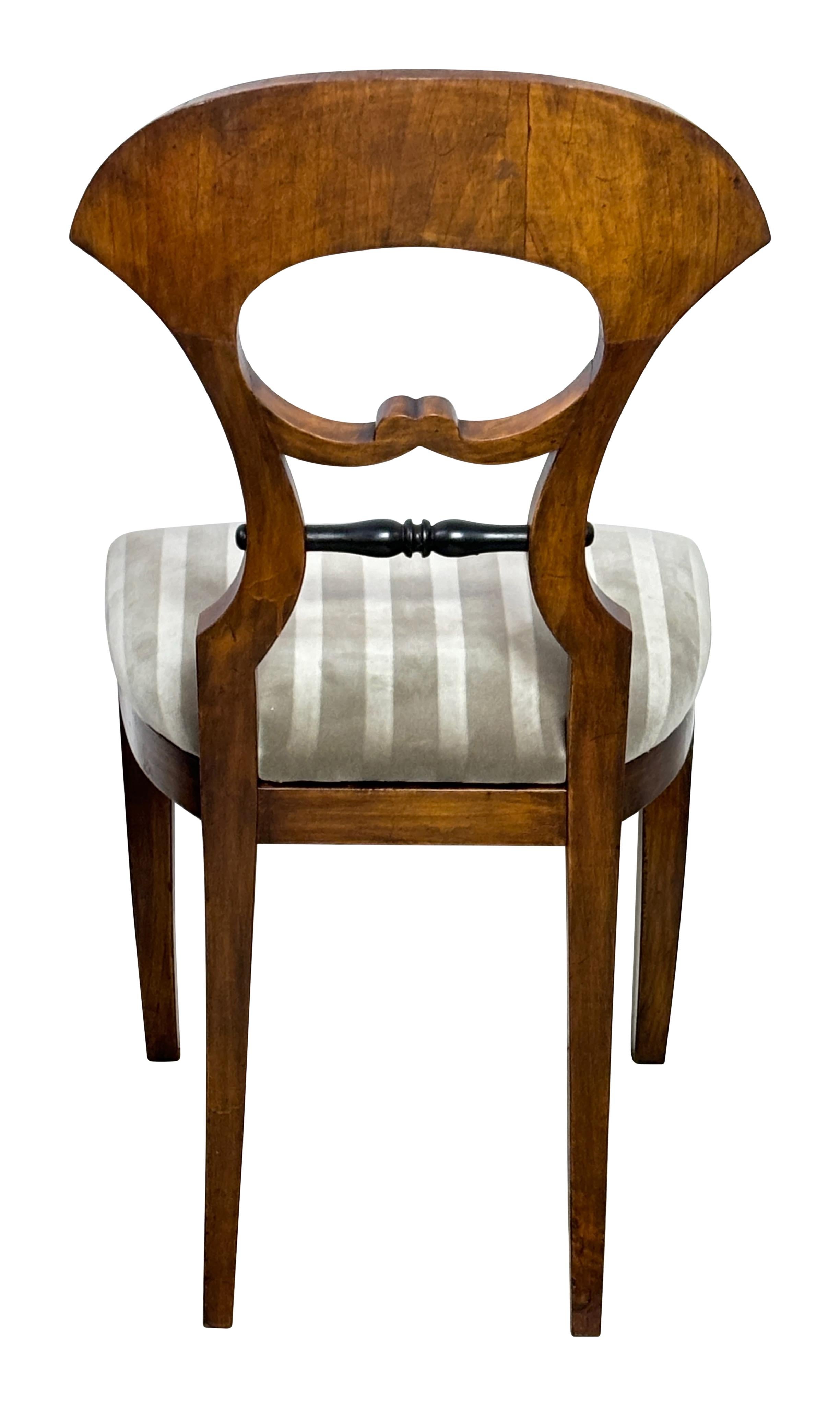Upholstery Set of 4 Biedermeier Style Side / Dining Chairs, Italy 1960's