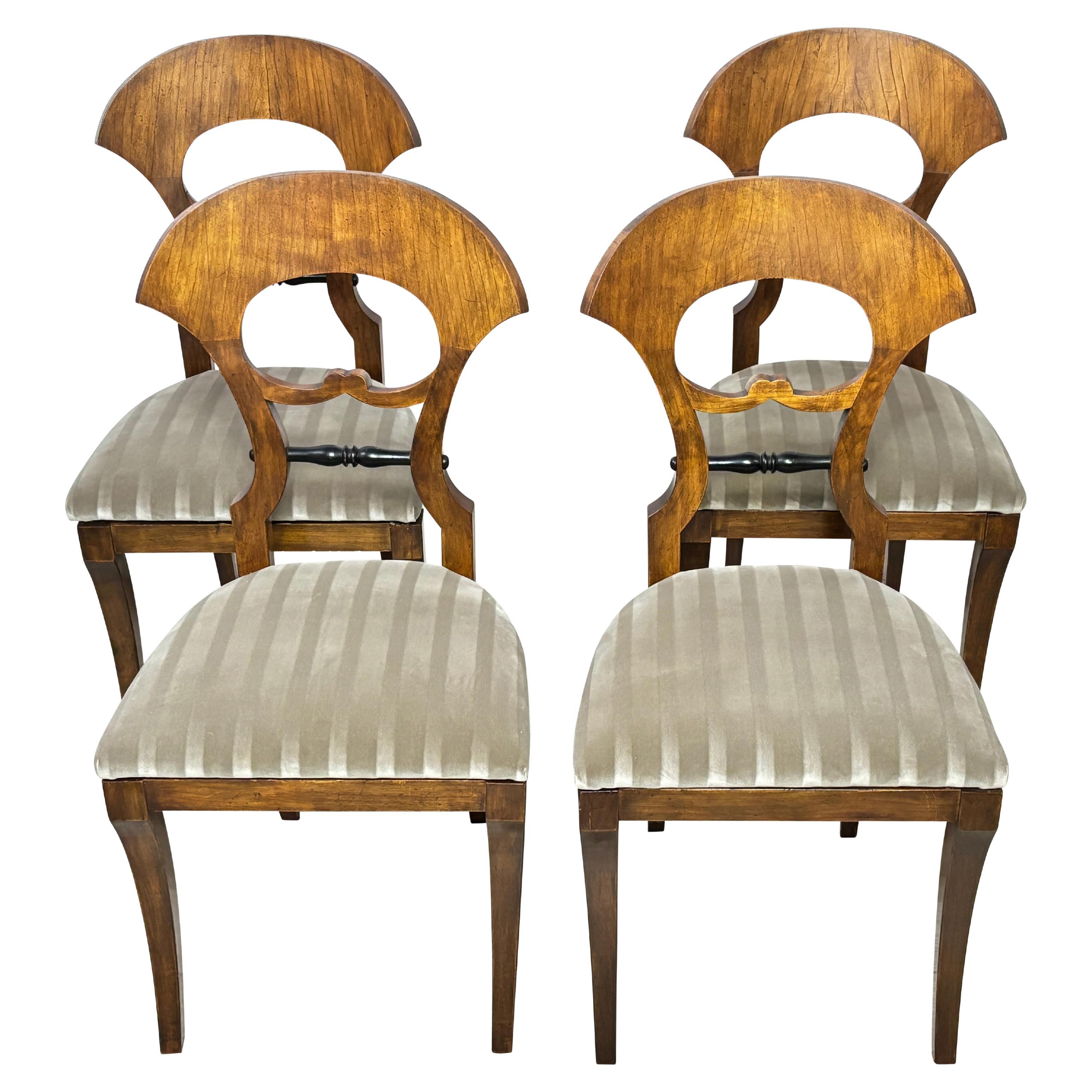 Set of 4 Biedermeier Style Side / Dining Chairs, Italy 1960's