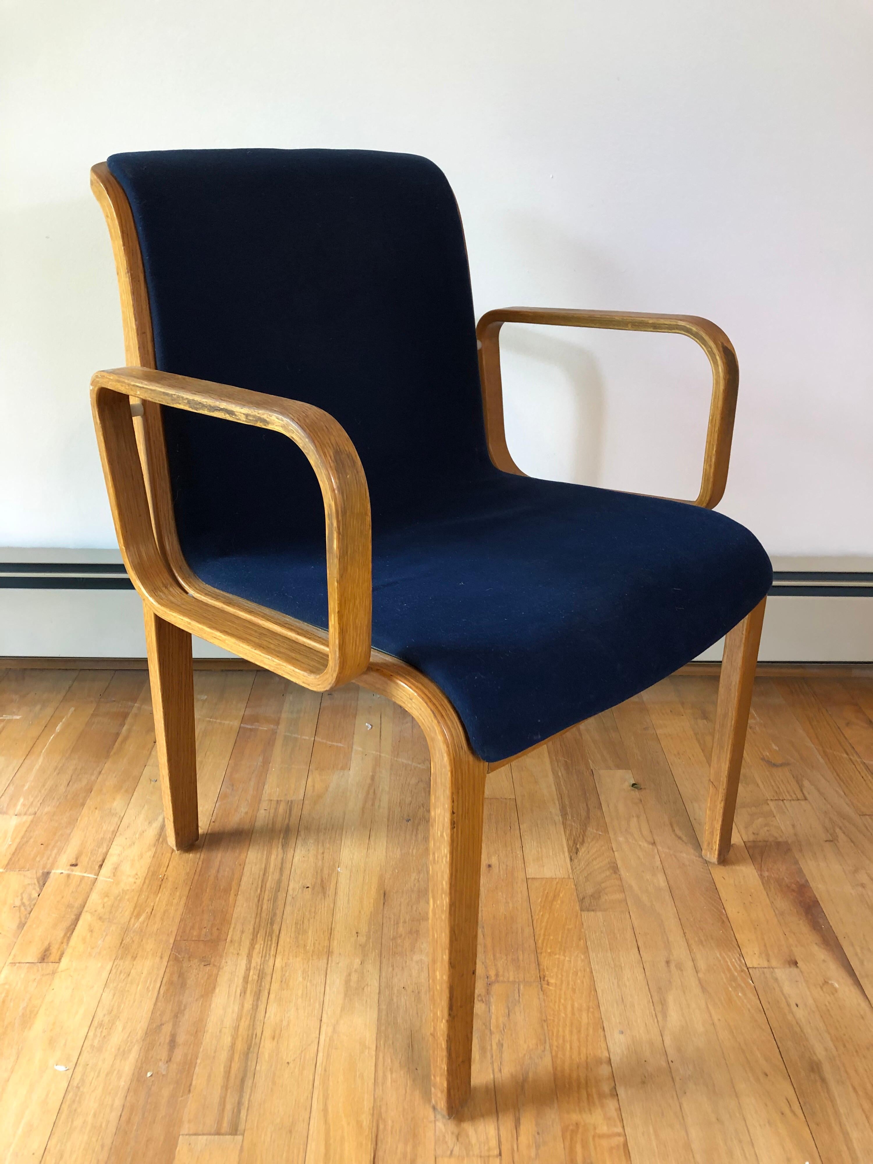 Mid-Century Modern Set of 4 Bill Stephens for Knoll Armchairs