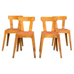 Retro Set of 4 Birch Plywood Chairs, Sweden, Early-1950s