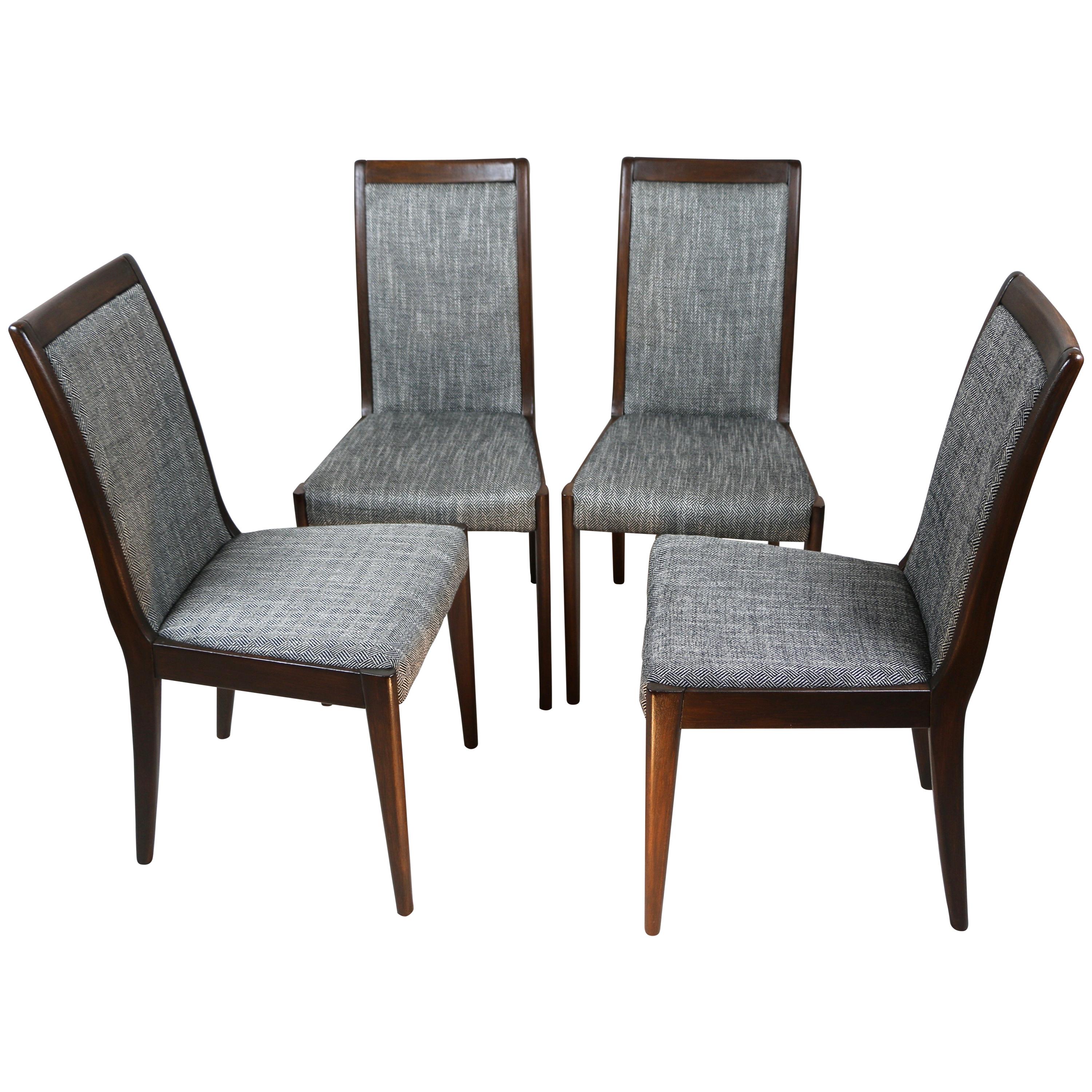 Set of 4 Black and White Natural Wood Casala Chairs For Sale