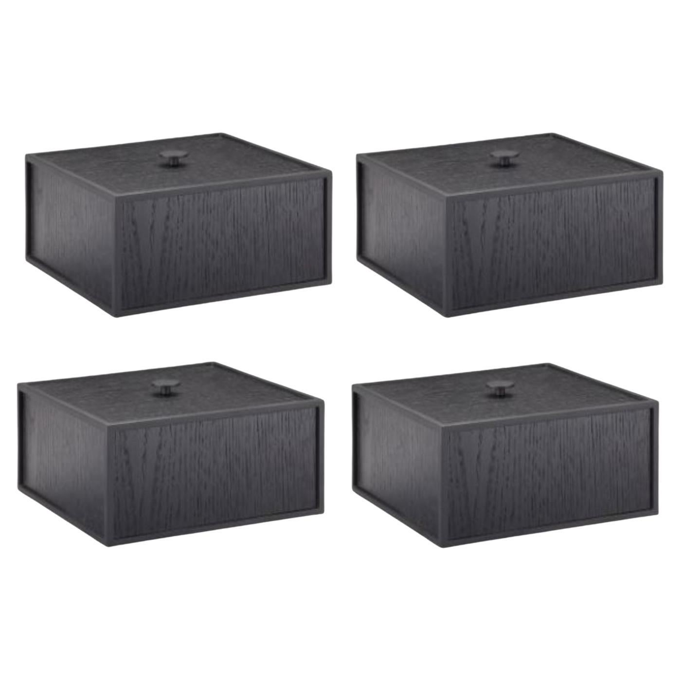 Ensemble de 4 boîtes en frêne noir à cadre 20 par Lassen