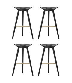 Set di 4 sgabelli da bar ML 42 Black Beeche e Brass di By Lassen