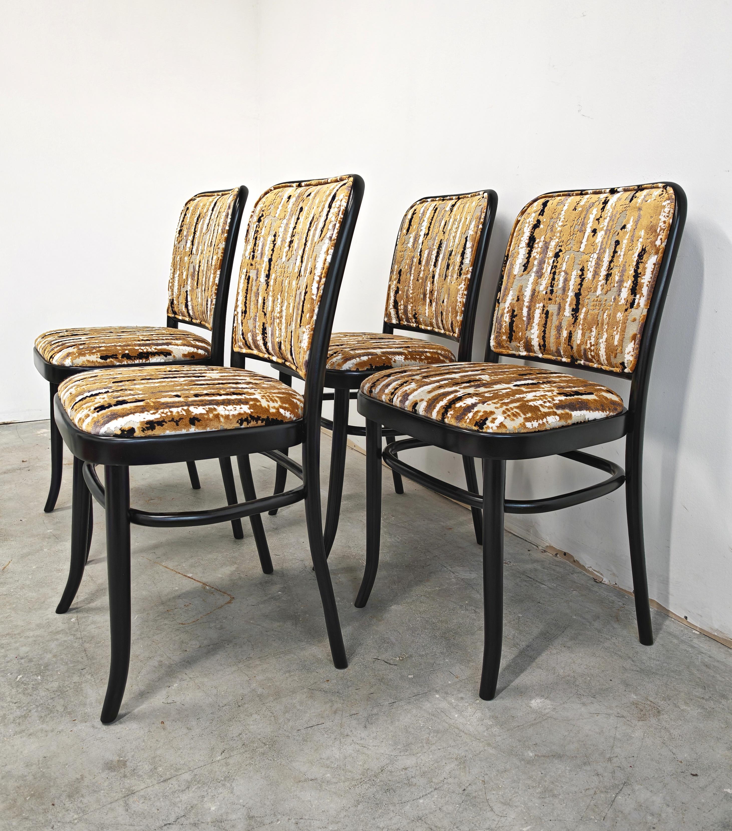 Set di 4 poltrone da pranzo in bengala nero disegnate da Josef Hoffmann per Mundus in vendita 4