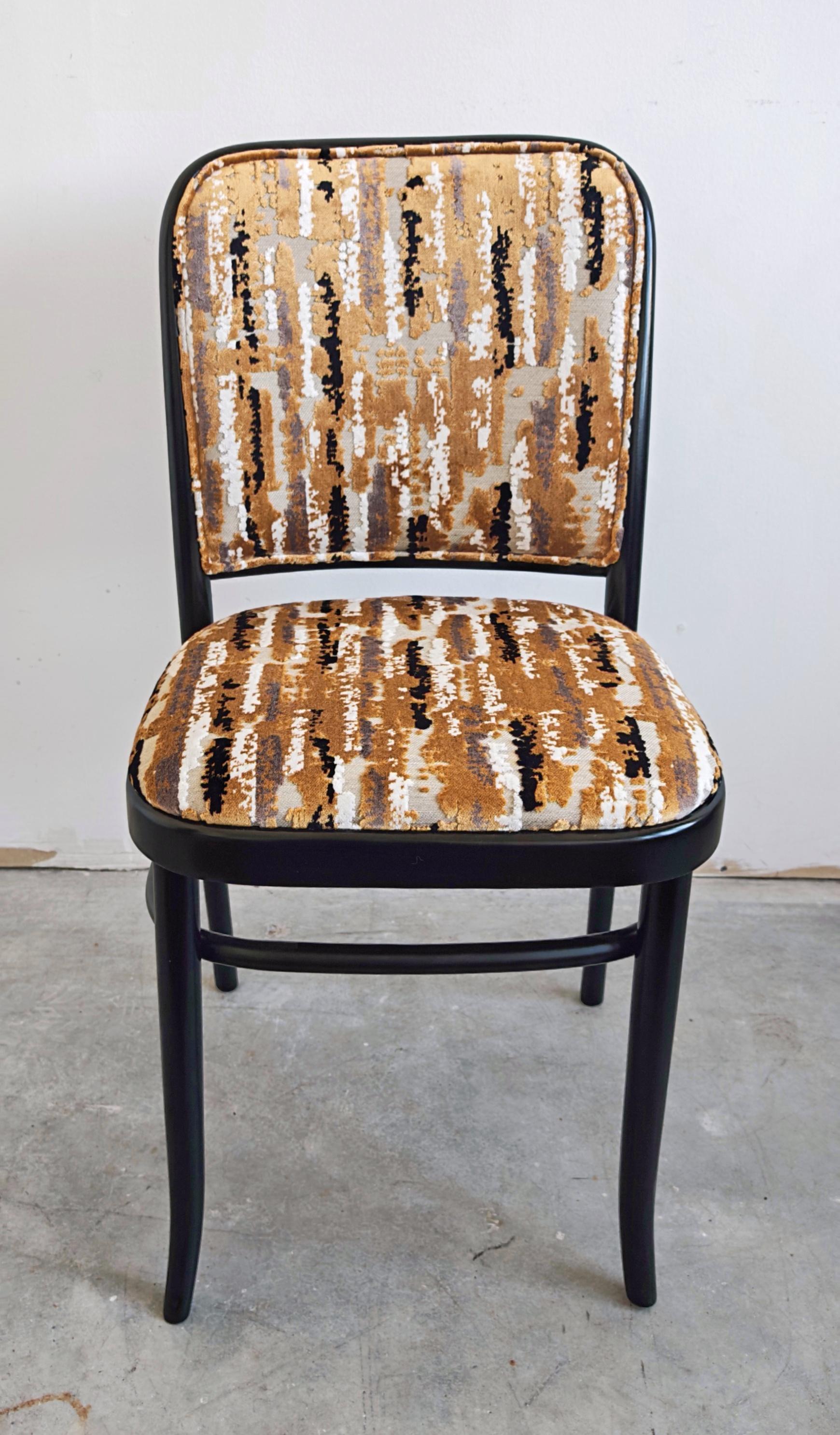 Croato Set di 4 poltrone da pranzo in bengala nero disegnate da Josef Hoffmann per Mundus in vendita