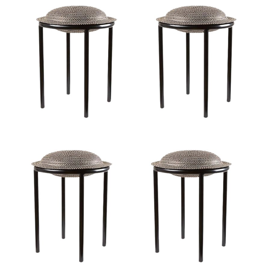 Set of 4 Black Cana Stool by Pauline Deltour