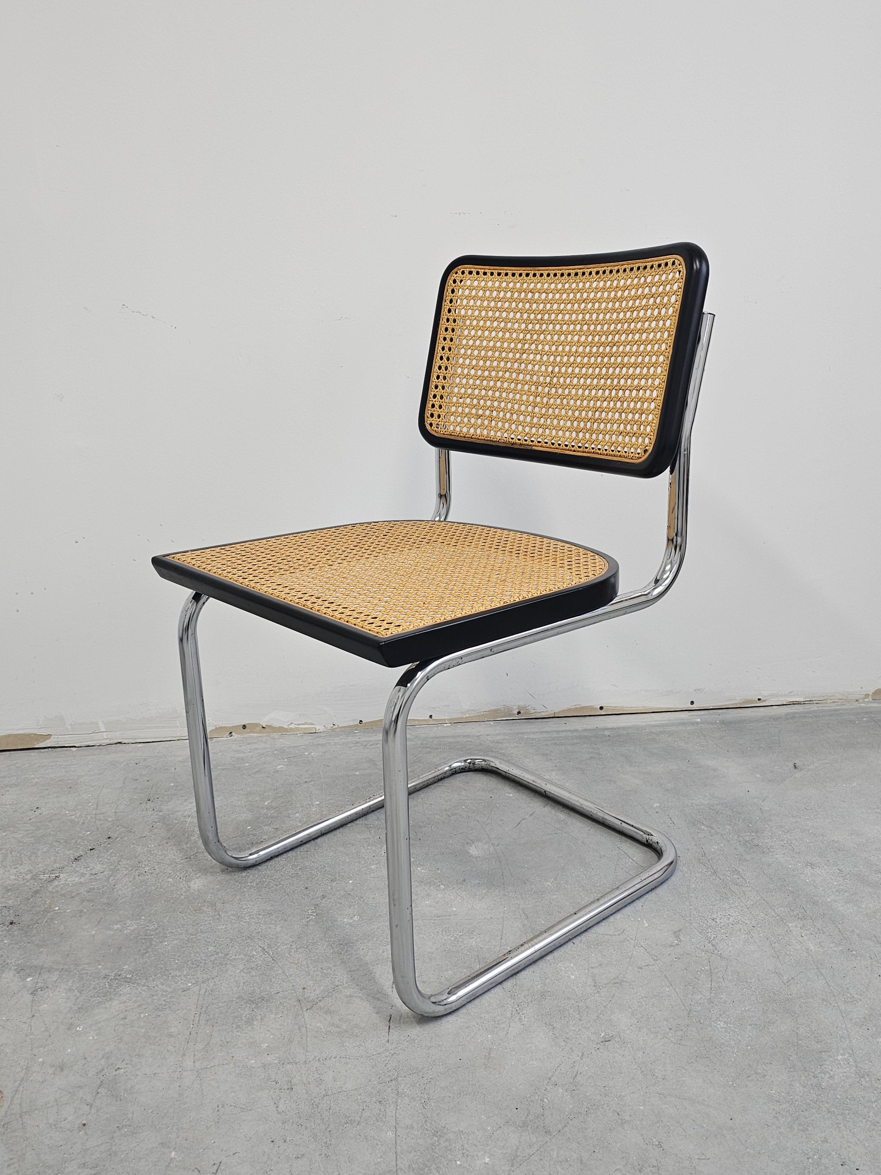 This listing features very well known chairs - Cesca Chair by Marcel Breuer. Manufacturing of the chairs is attr. to Gavina.

Marcel Breuer was an architect who worked in Bauahus School of architecture and design. He designed Cesca chair in 1928 for