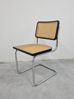 Set of 4 Black Cesca Chairs by Marcel Breuer attr. to Gavina, Italy 1960s