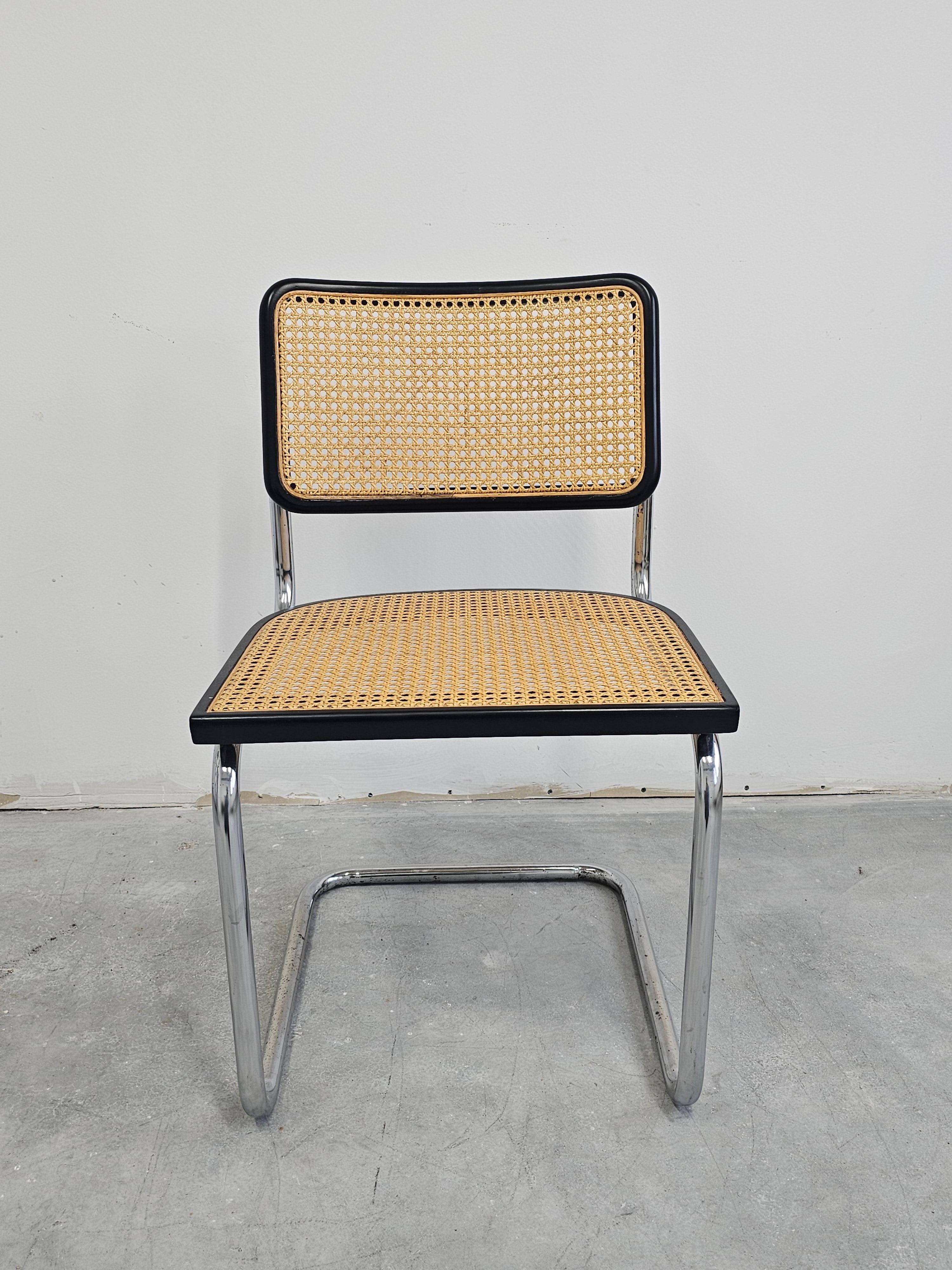 Bauhaus Set of 4 Black Cesca Chairs by Marcel Breuer attr. to Gavina, Italy 1960s For Sale