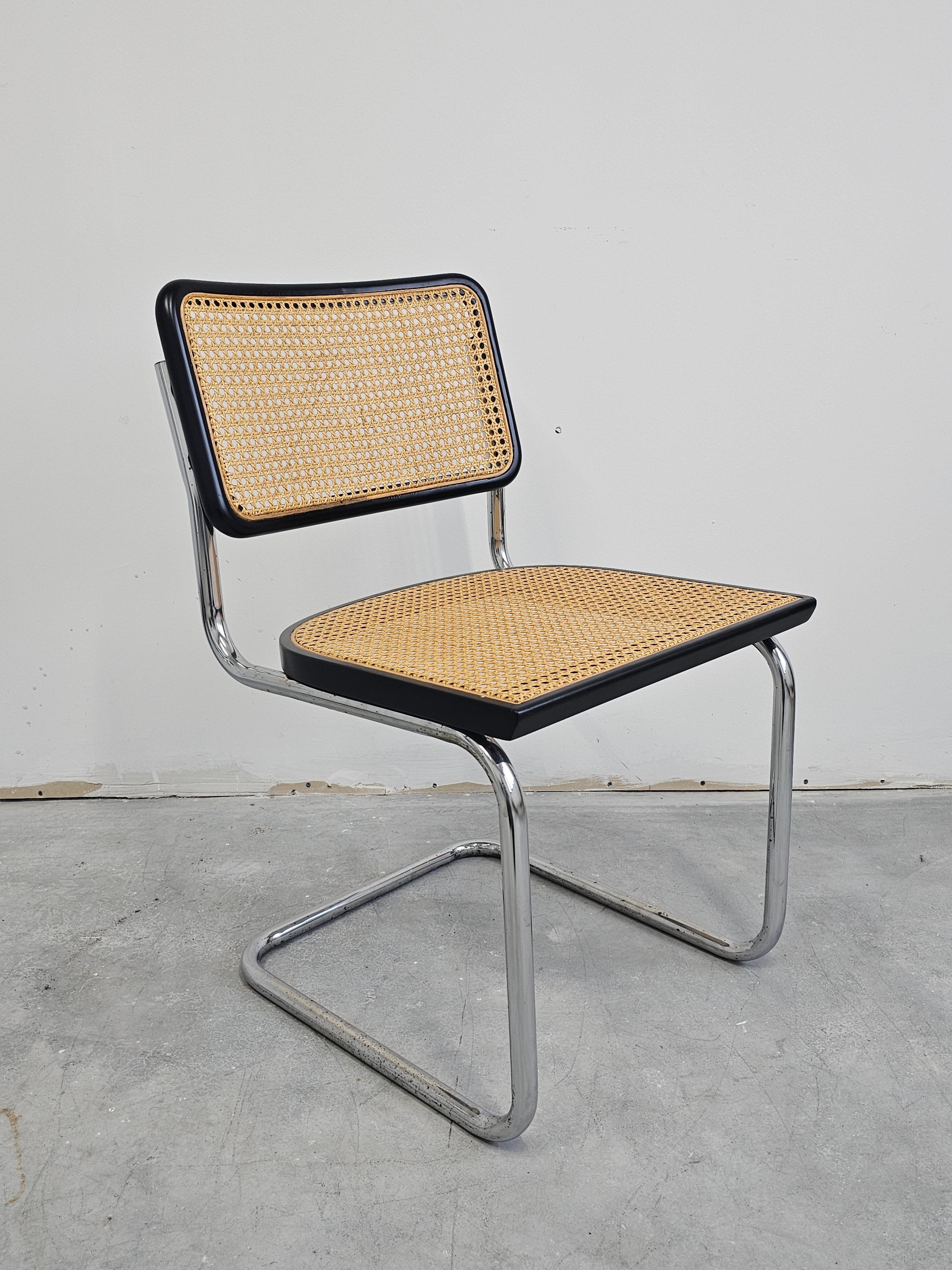 Italian Set of 4 Black Cesca Chairs by Marcel Breuer attr. to Gavina, Italy 1960s For Sale