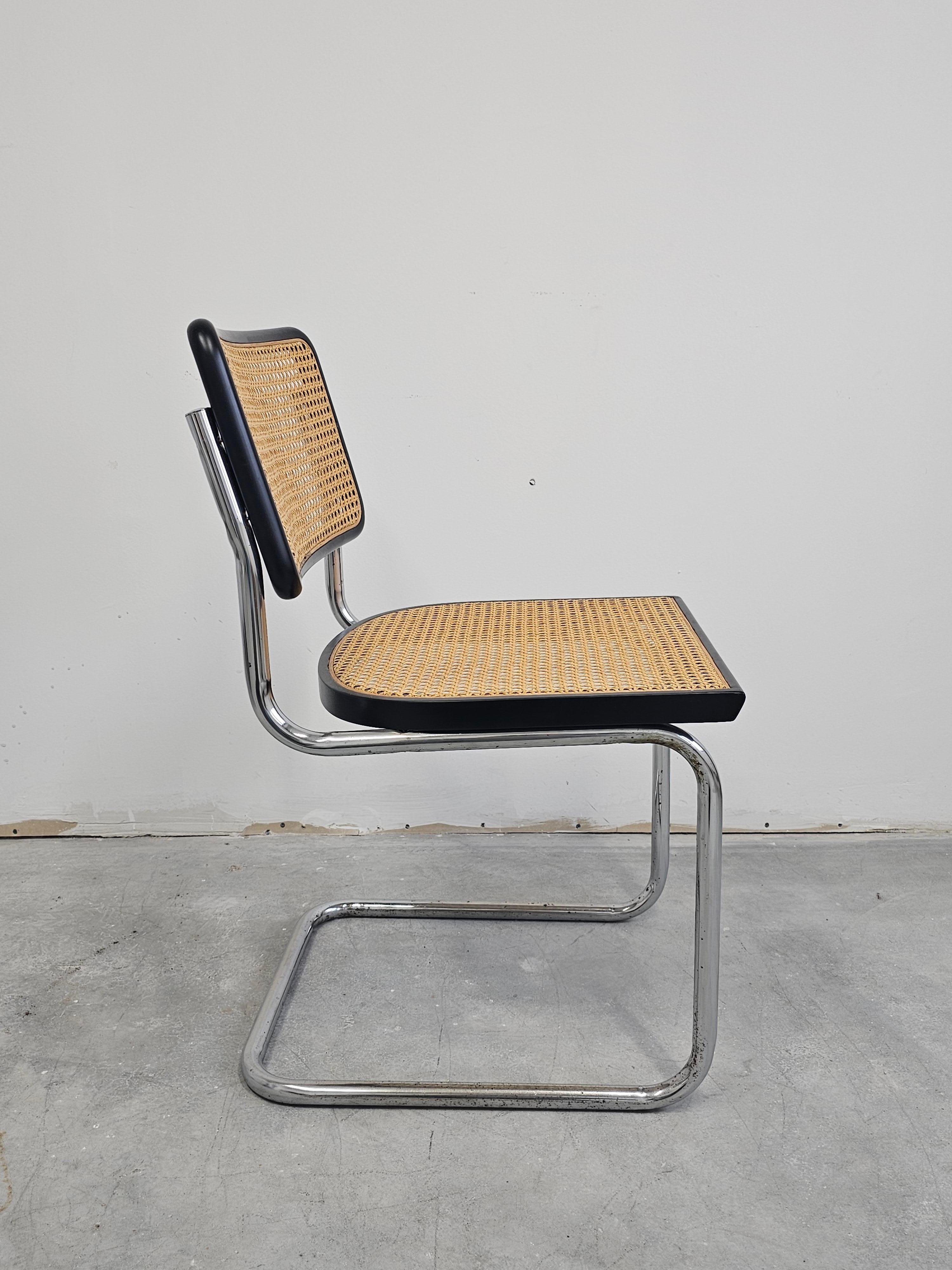 Set of 4 Black Cesca Chairs by Marcel Breuer attr. to Gavina, Italy 1960s In Good Condition For Sale In Beograd, RS