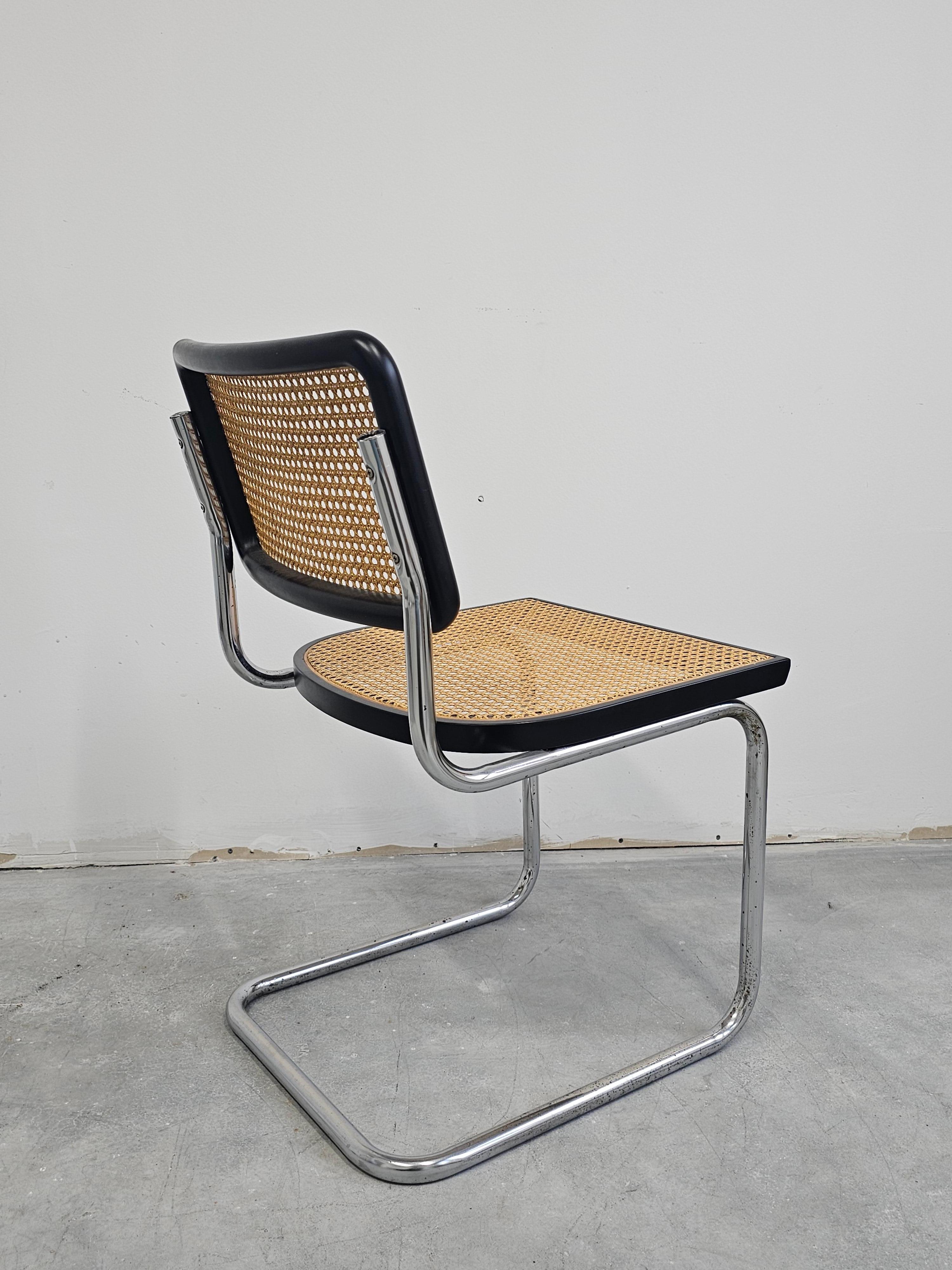 Mid-20th Century Set of 4 Black Cesca Chairs by Marcel Breuer attr. to Gavina, Italy 1960s For Sale