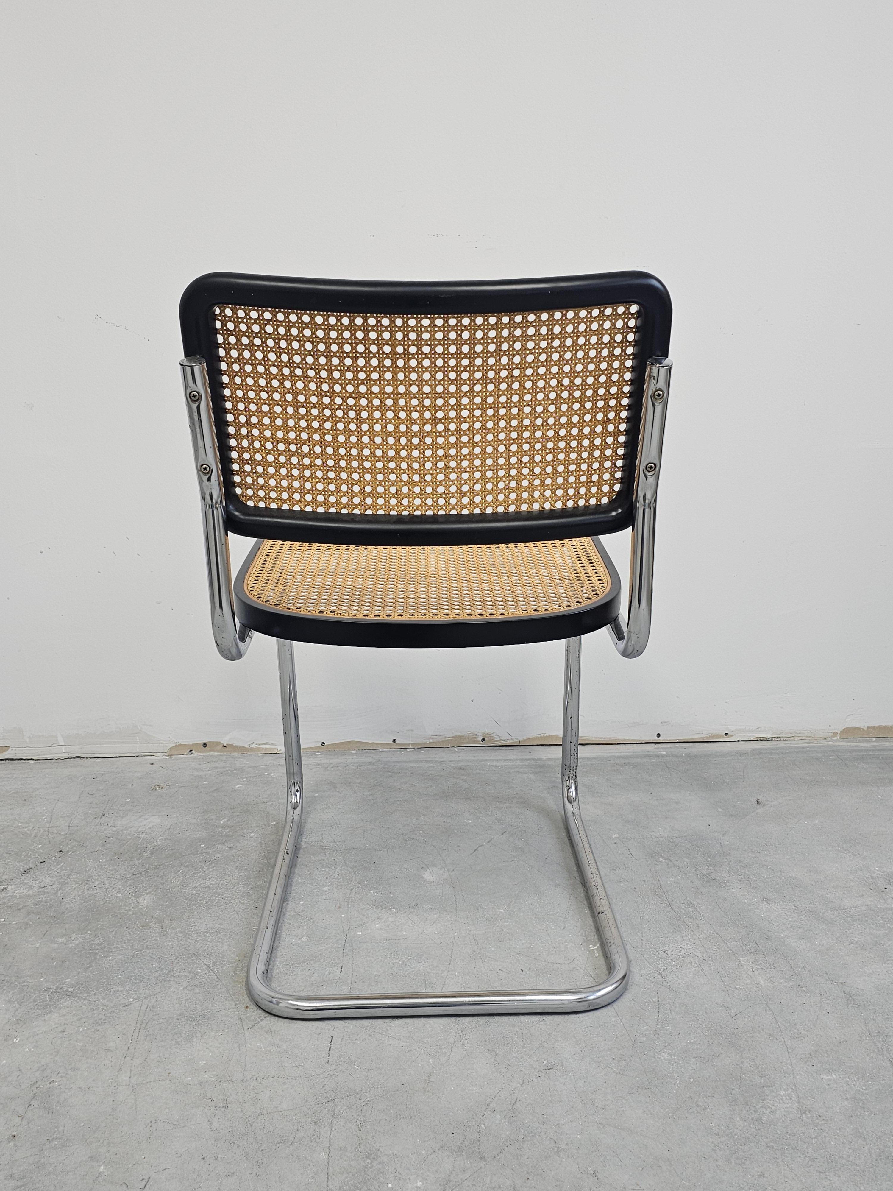 Cane Set of 4 Black Cesca Chairs by Marcel Breuer attr. to Gavina, Italy 1960s For Sale