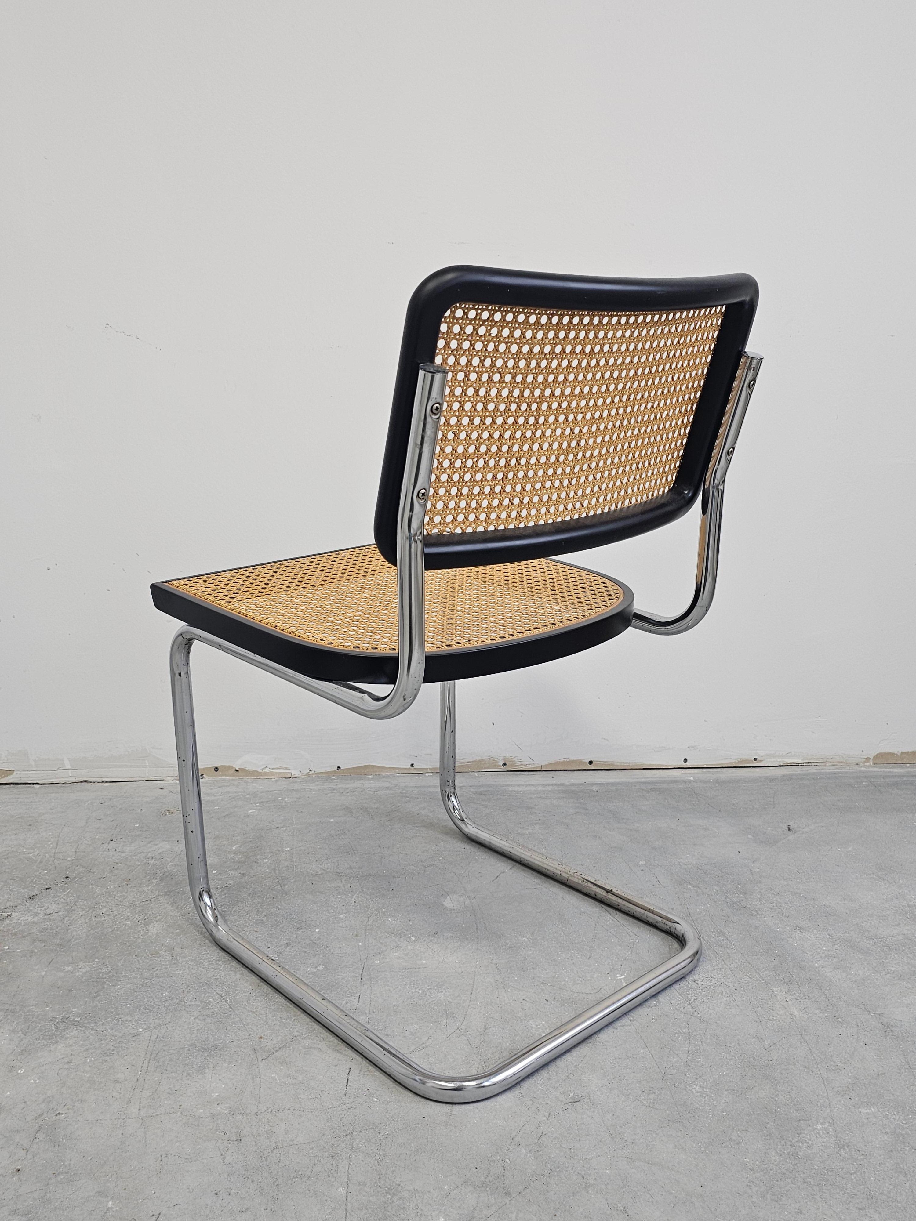 Set of 4 Black Cesca Chairs by Marcel Breuer attr. to Gavina, Italy 1960s For Sale 1