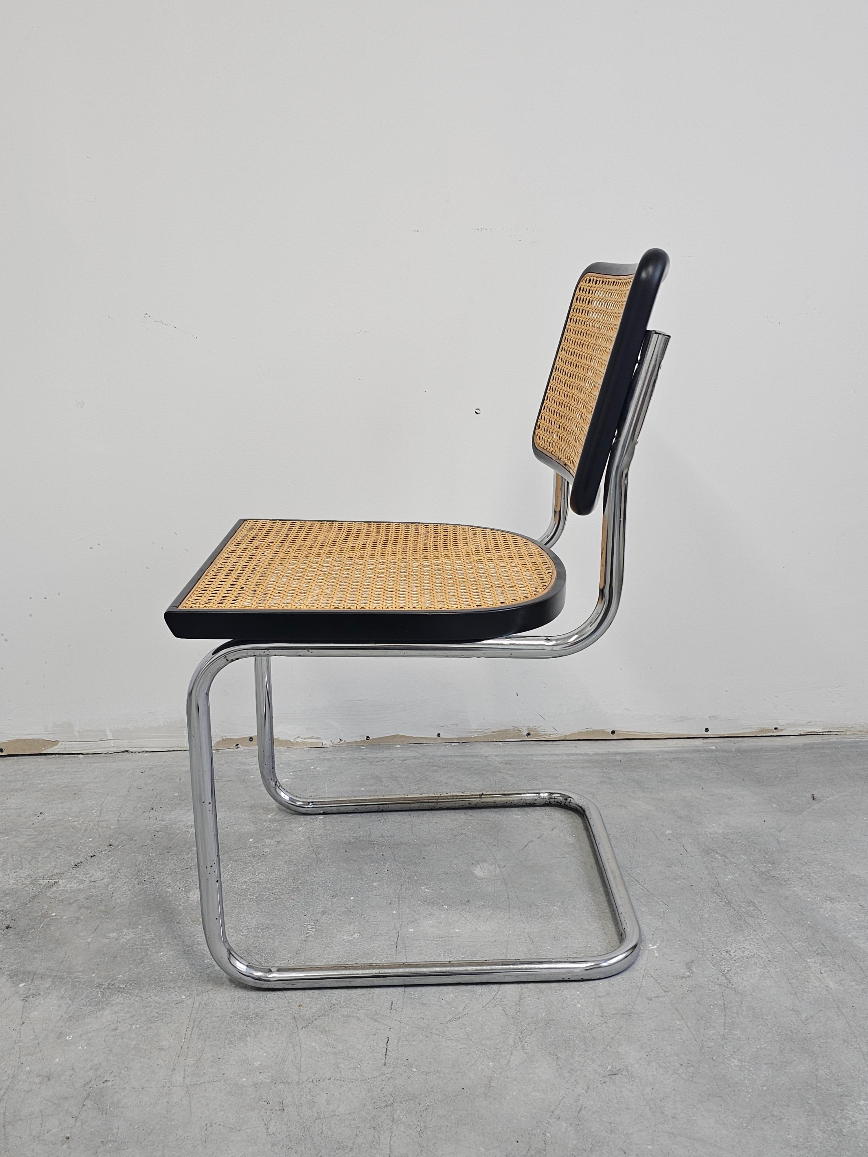 Set of 4 Black Cesca Chairs by Marcel Breuer attr. to Gavina, Italy 1960s For Sale 2