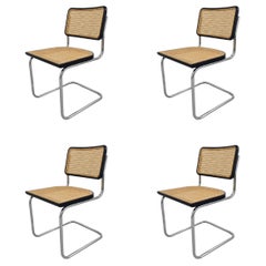 Set of 4 Black Cesca Chairs by Marcel Breuer attr. to Gavina, Italy 1960s