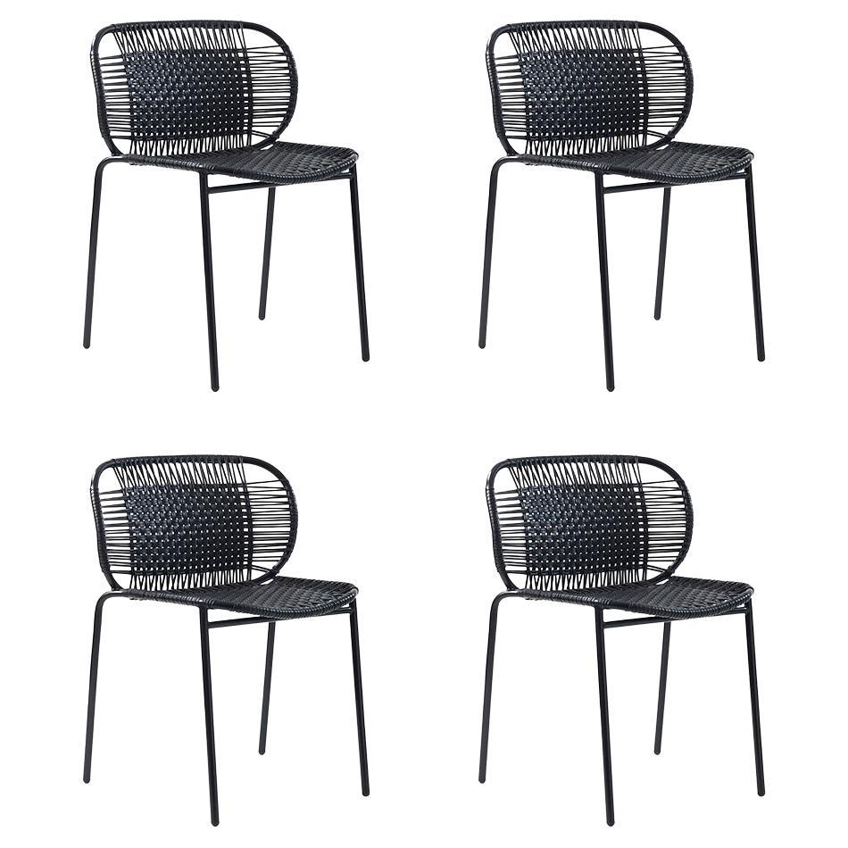 Set of 4 Black Cielo Stacking Chair by Sebastian Herkner For Sale