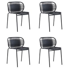 Set of 4 Black Cielo Stacking Chair by Sebastian Herkner
