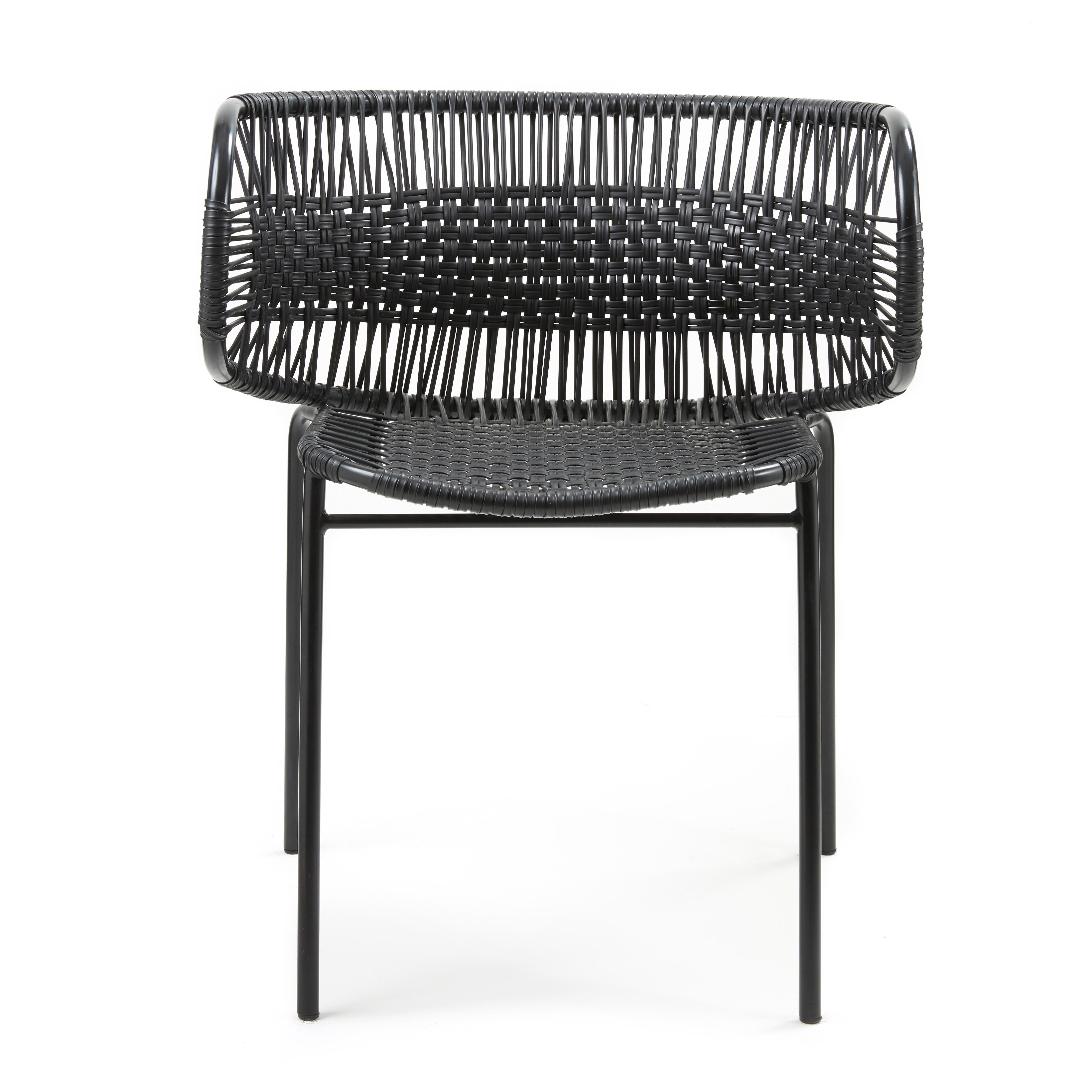 German Set of 4 Black Cielo Stacking Chair with Armrest by Sebastian Herkner For Sale