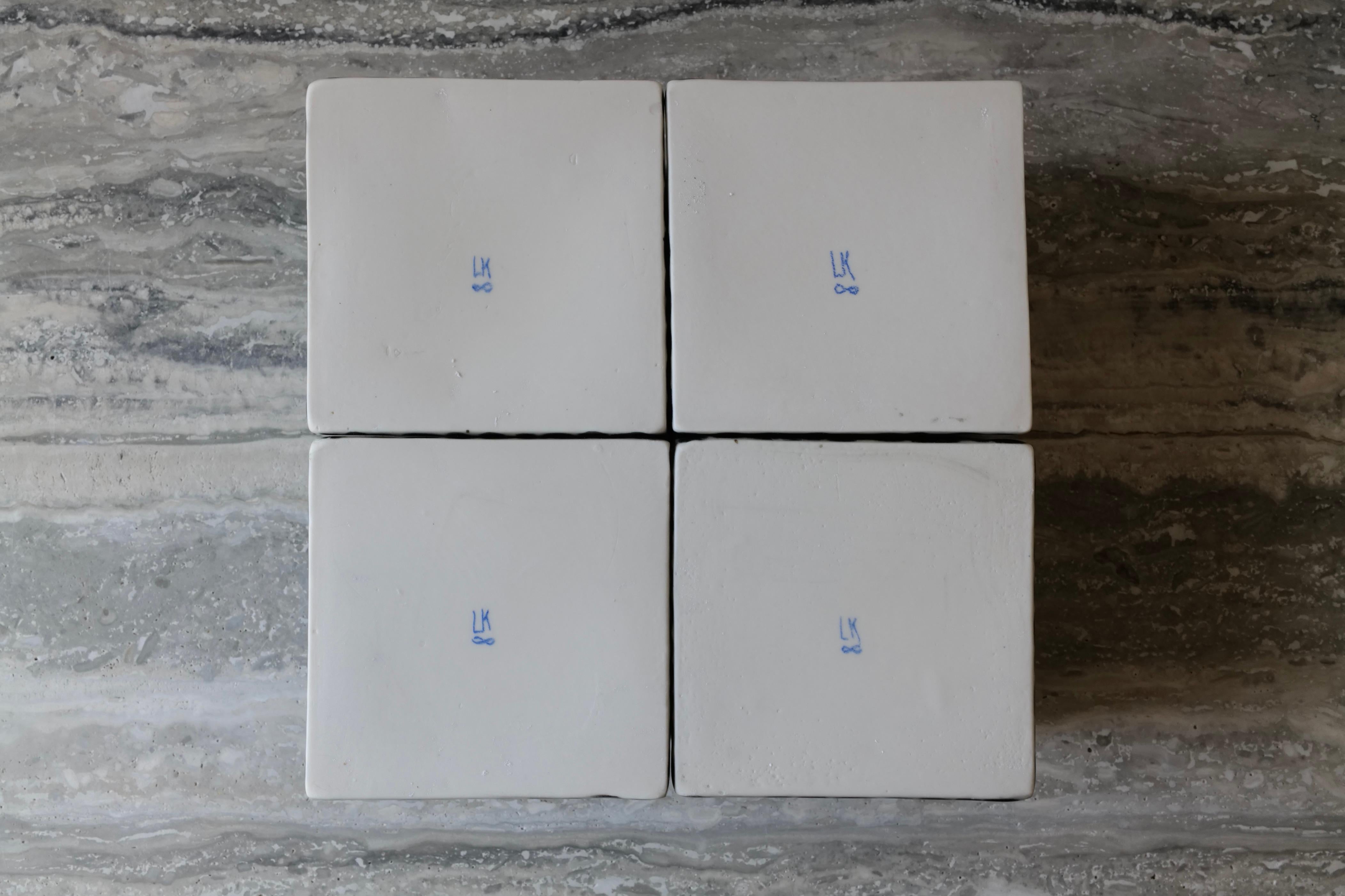Set of 4 Black Dots Porcelain Cubes by Lana Kova For Sale 7