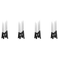 Set Of 4 Black Fiber Concrete Candle Holders, Contemporary Brutalist Style