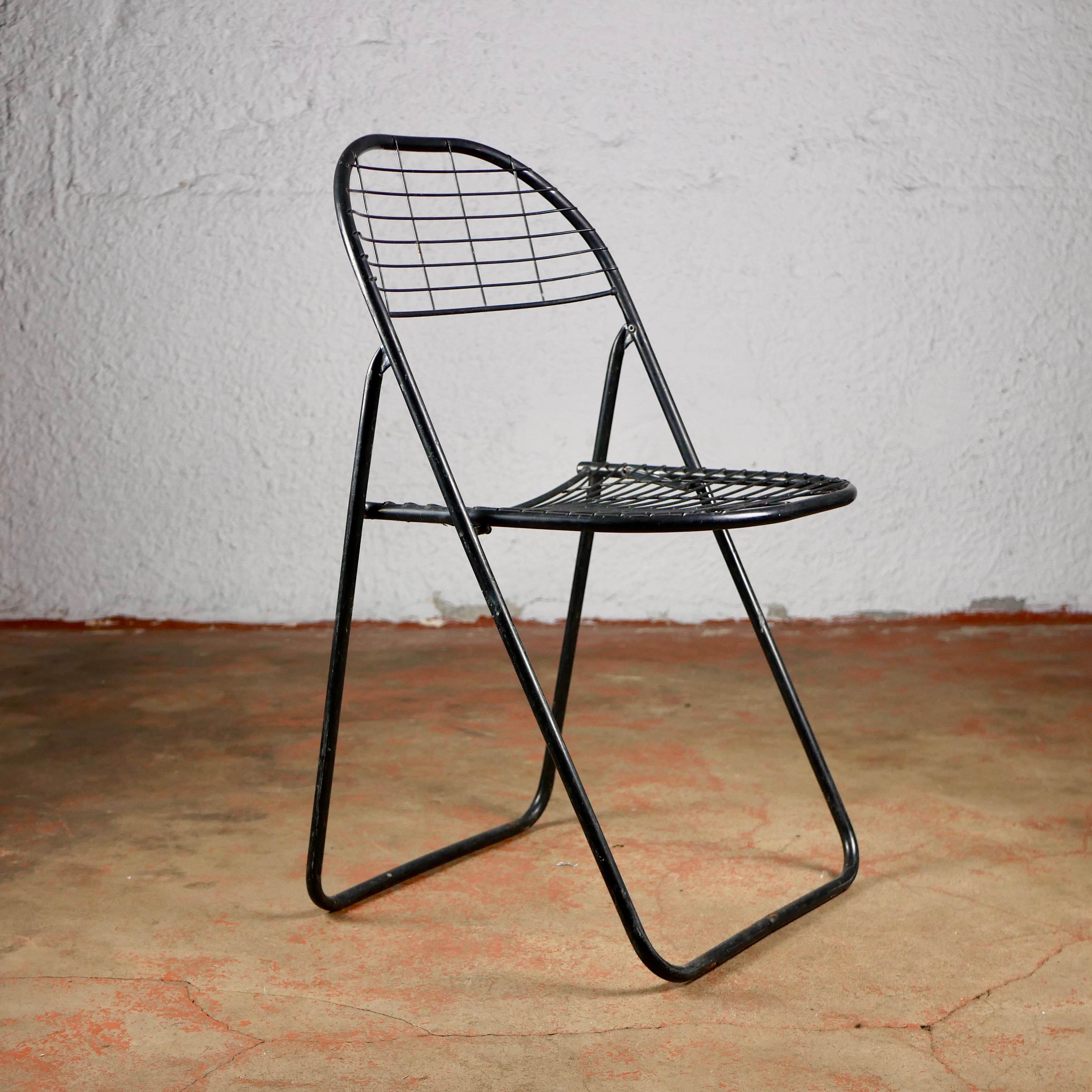 Set of 4 Black Folding Chairs by Niels Gammelgaard for Ikea, 1980s In Good Condition In Lyon, FR