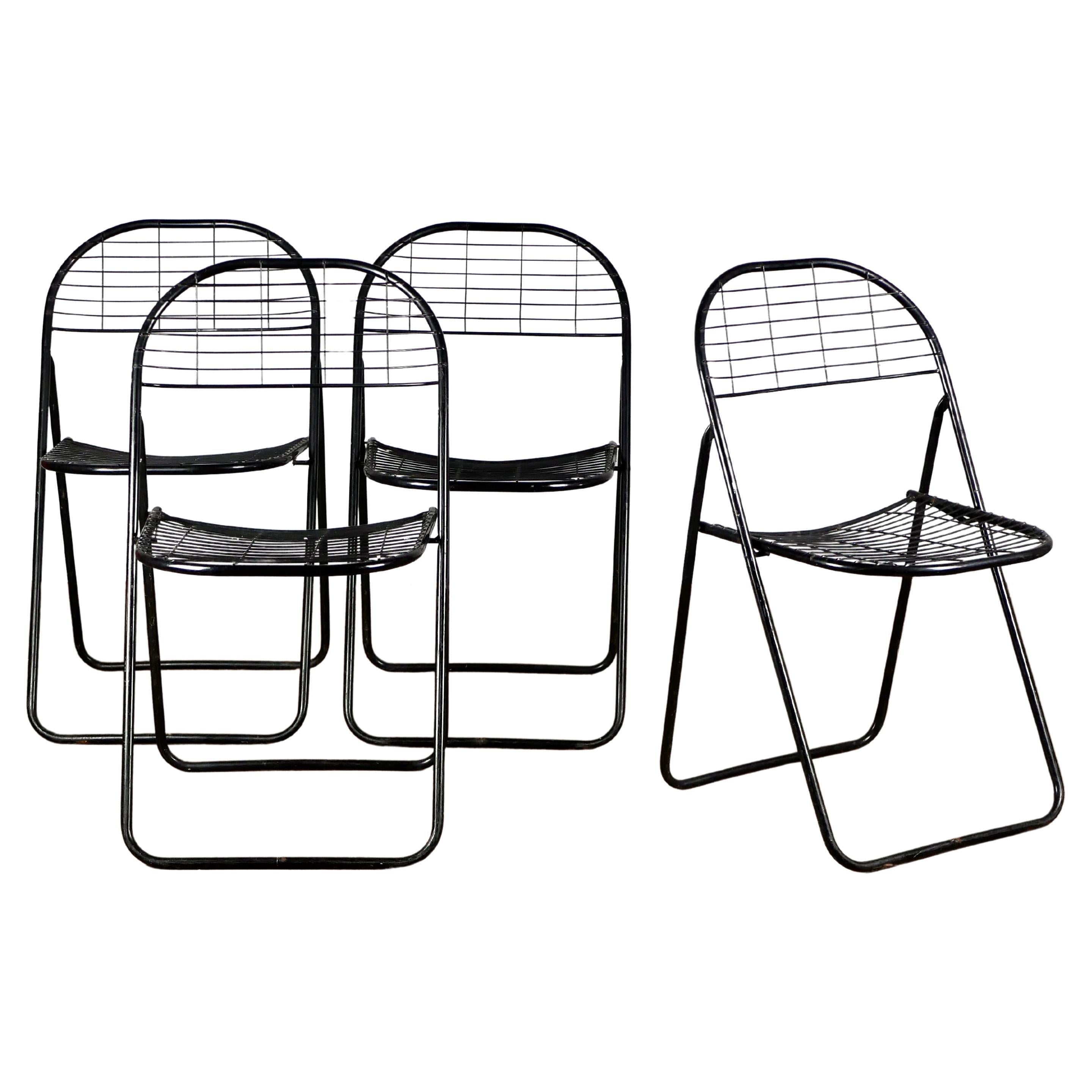 Set of 4 Black Folding Chairs by Niels Gammelgaard for Ikea, 1980s