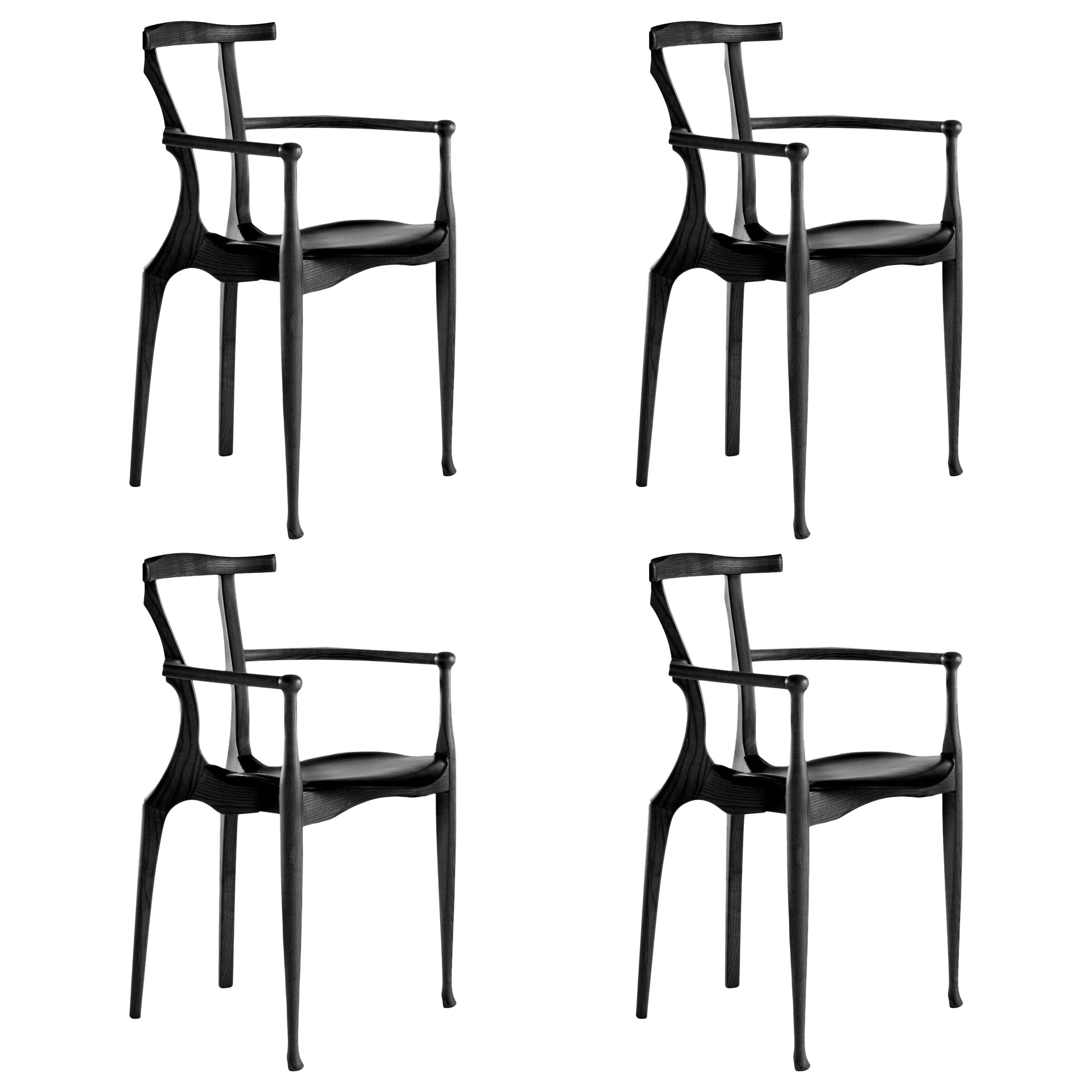 Set of 4 Black Gaulino Chair Oscar Tusquets