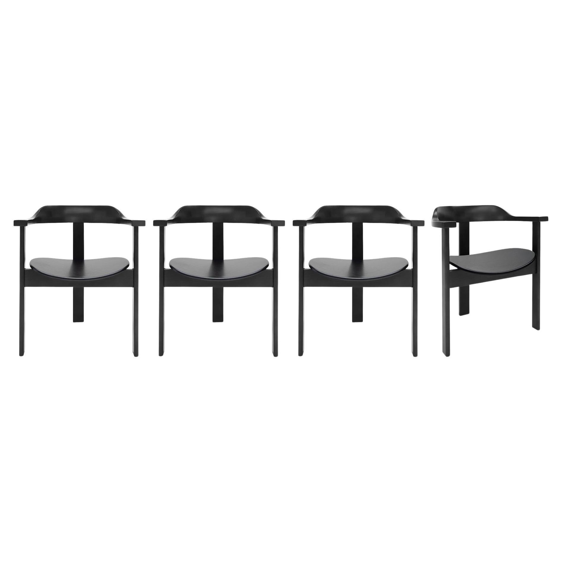 Set of 4 Black Haussmann Armchairs by Robert & Trix Haussmann