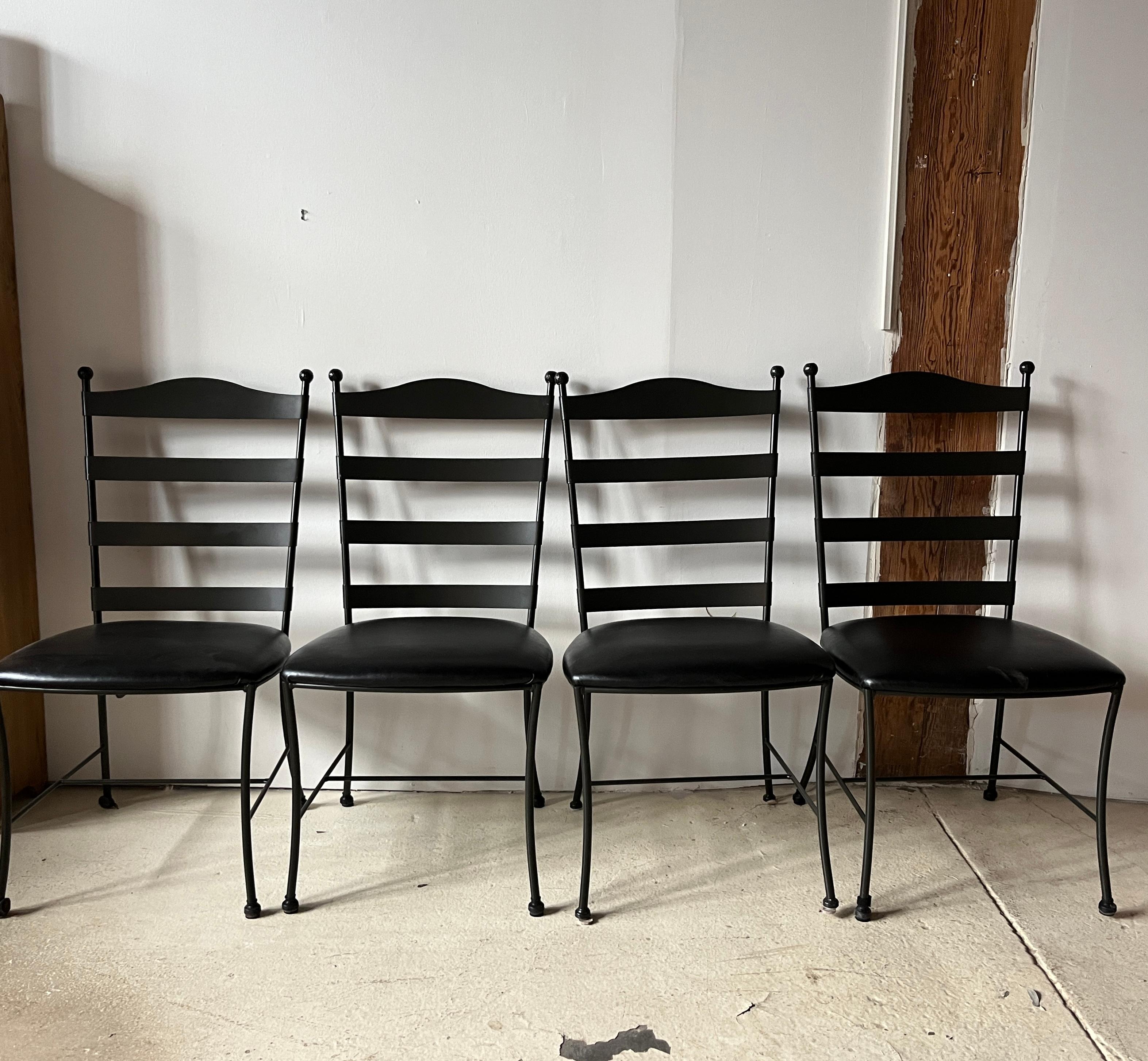 Set of 4 Charleston Forge forged iron dining chairs in a contemporary take on 