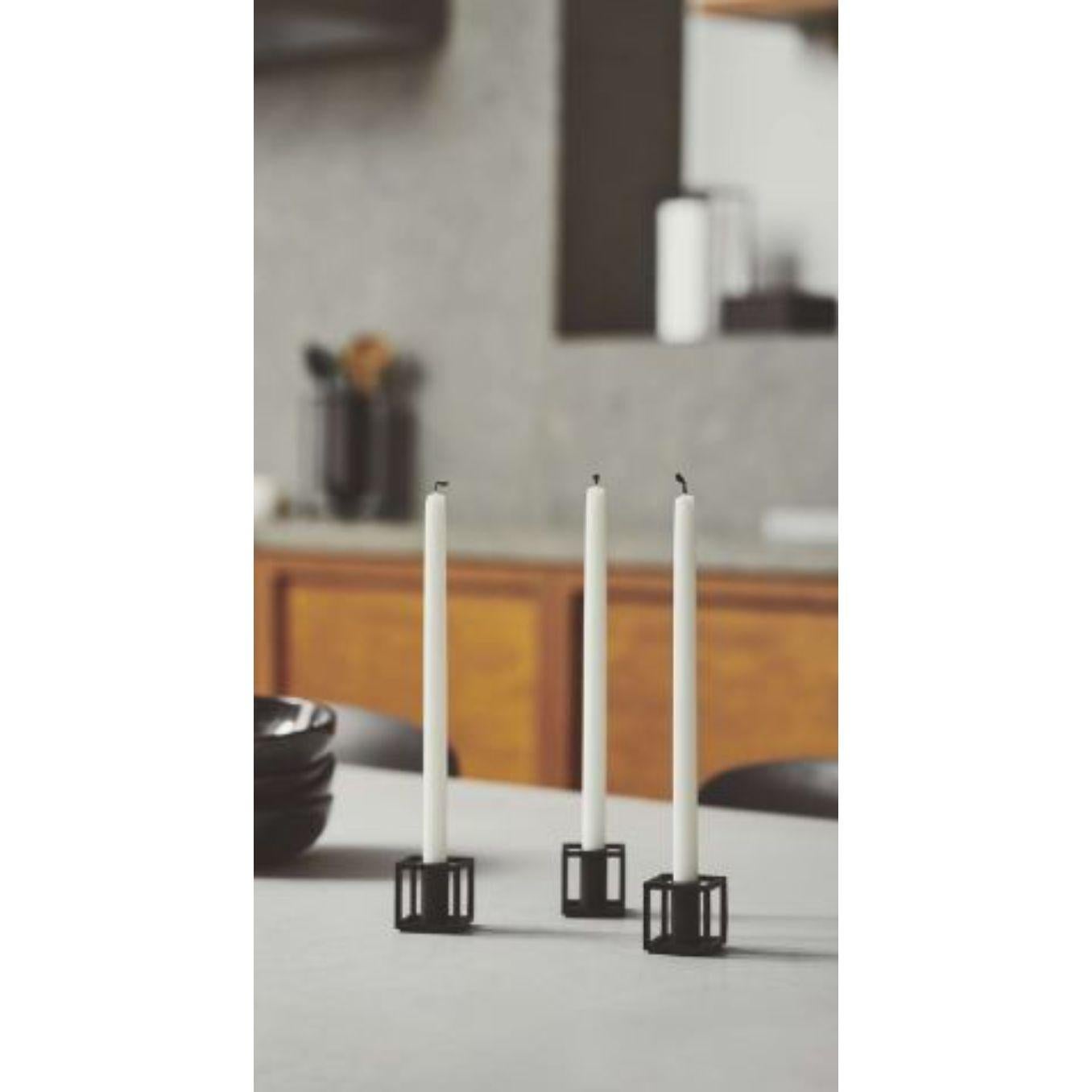 Set of 4 Black Kubus 1 Candle Holders by Lassen For Sale 2