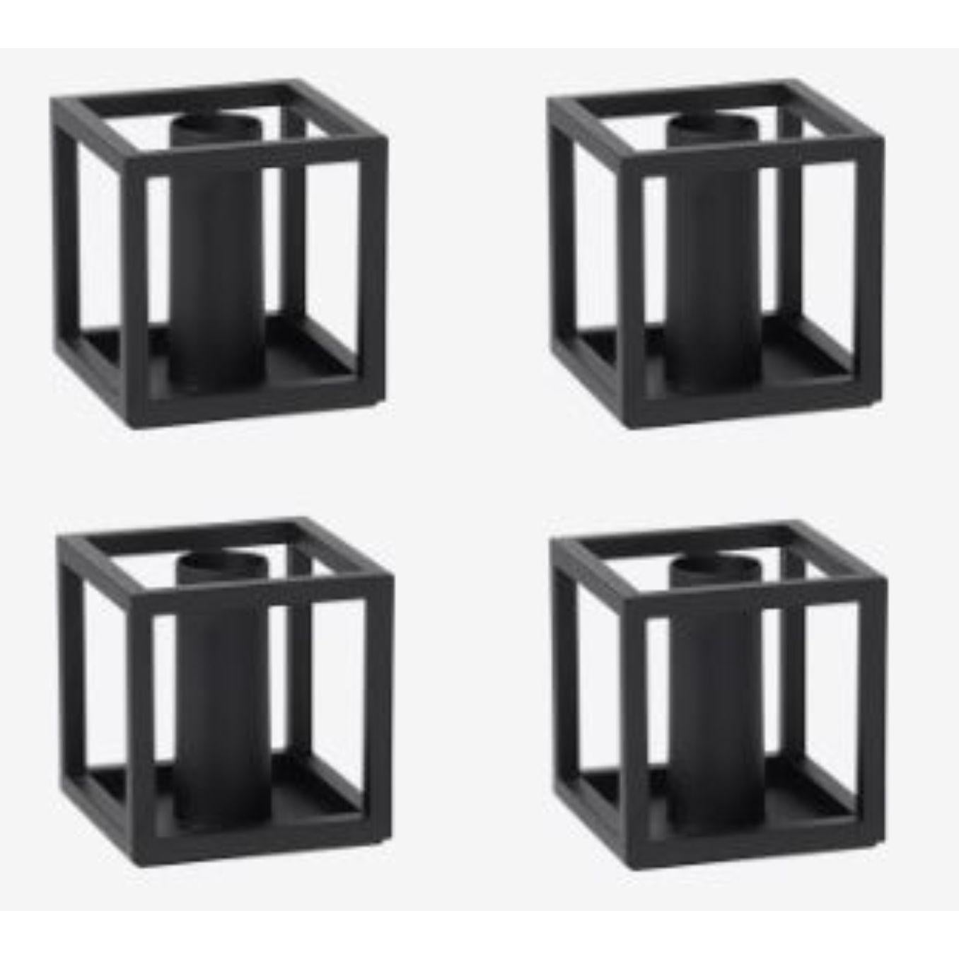 Set of 4 black Kubus 1 candle holders by Lassen
Dimensions: D 7 x W 7 x H 7 cm 
Materials: metal 
Also available in different dimensions.
Weight: 0.40 Kg

A new small wonder has seen the light of day. Kubus Micro is a stylish, smaller version