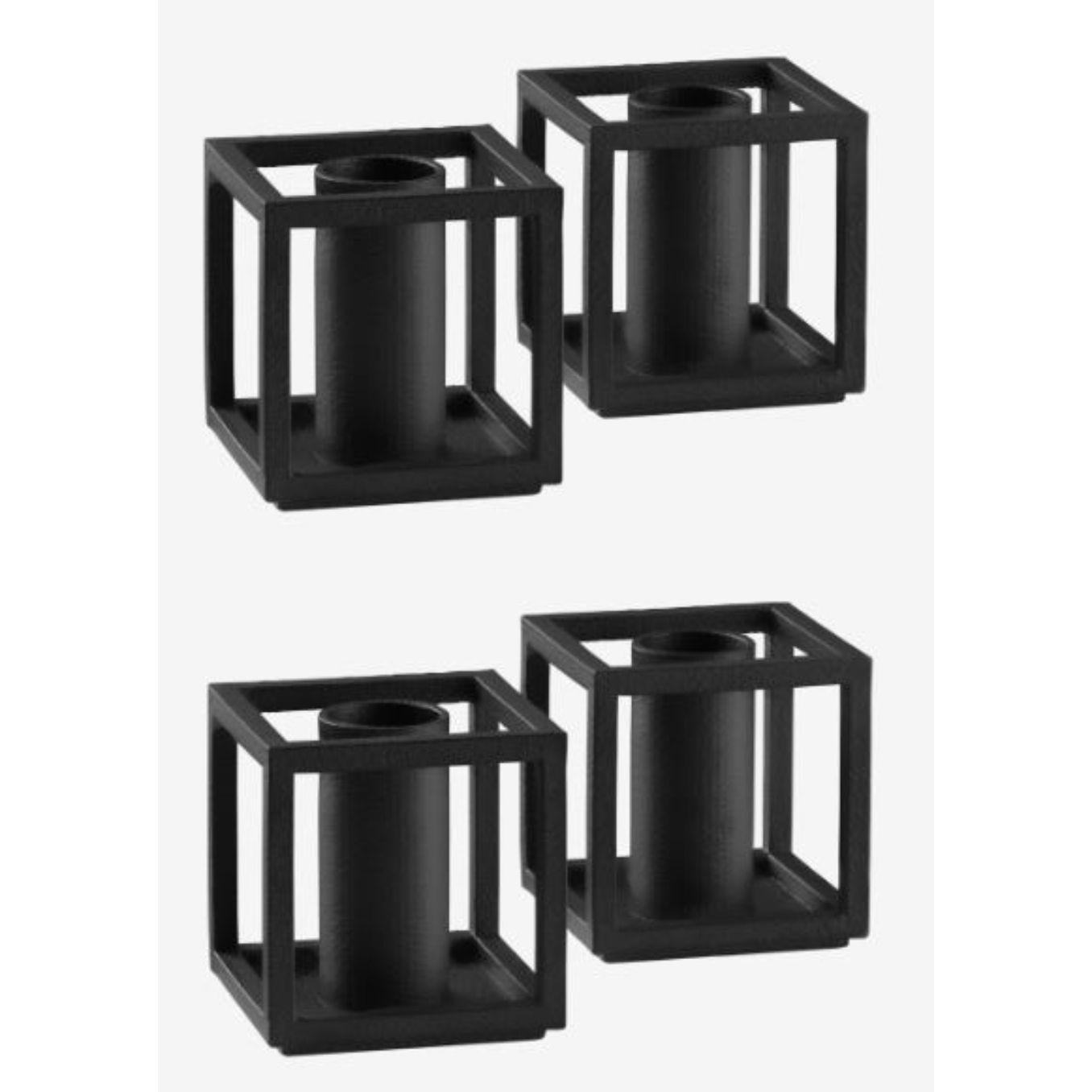 Set of 4 black Kubus micro candle holders by Lassen
Dimensions: D 3.50 x W 3.50 x H 3.65 cm 
Materials: Metal 
Also available in different dimensions.
Weight: 0.15 Kg

A new small wonder has seen the light of day. Kubus Micro is a stylish,