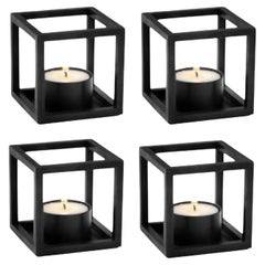 Set of 4 Black Kubus T Candle Holders by Lassen