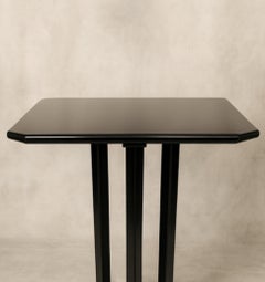 Set of 4 Black Lacquer Art Deco Walnut Bistro Coffee Table, 20th Century