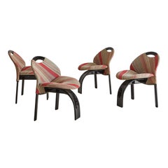 Set of 4 Black Lacquered Dining Chairs by Saporiti