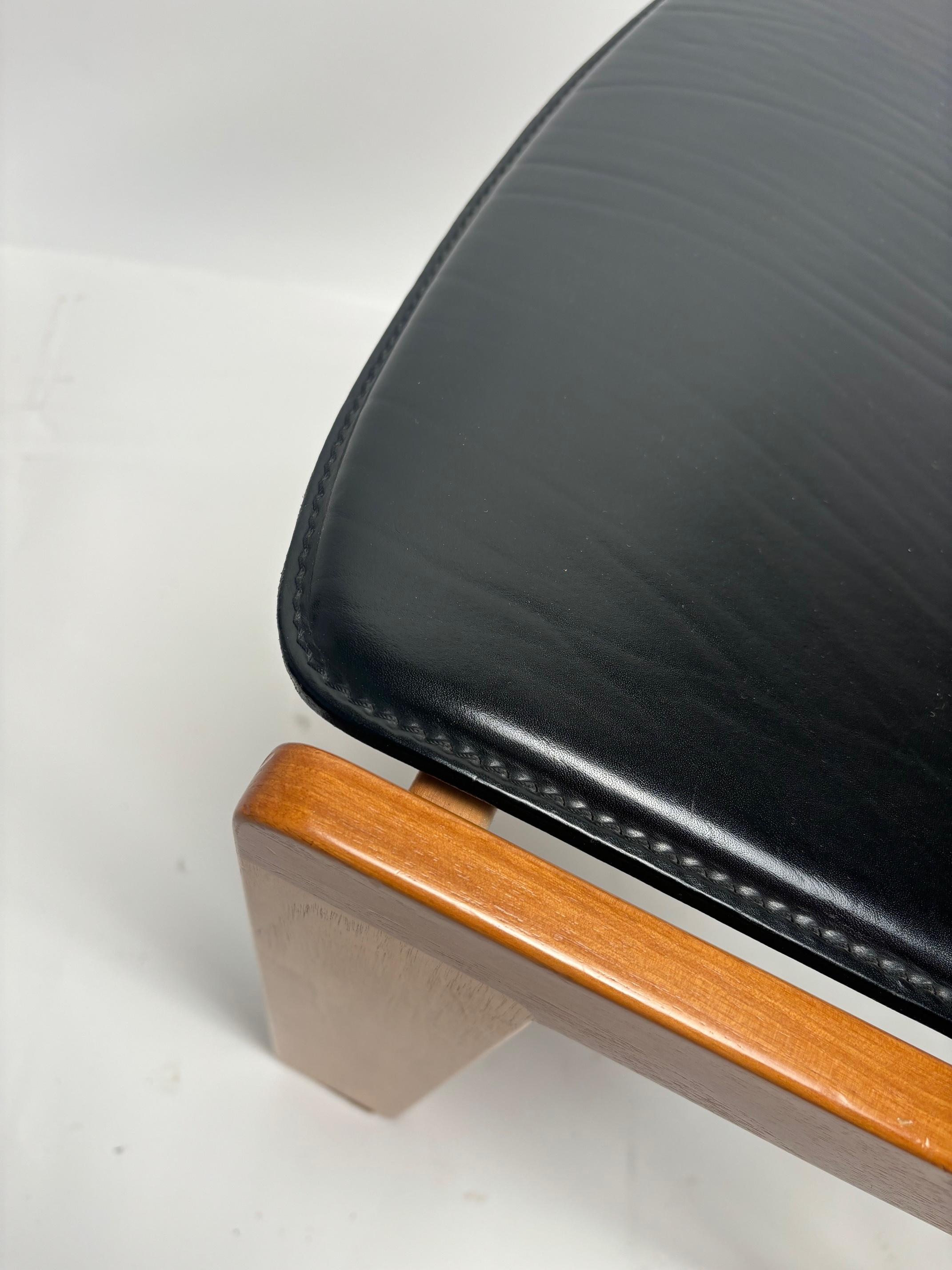 Set of 4 Black Leather 
