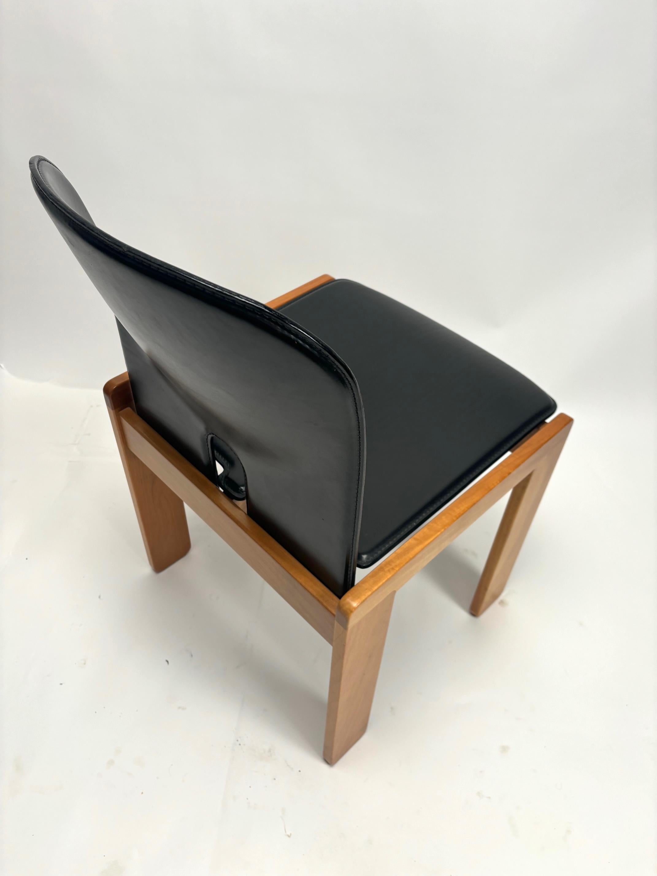 Mid-20th Century Set of 4 Black Leather 